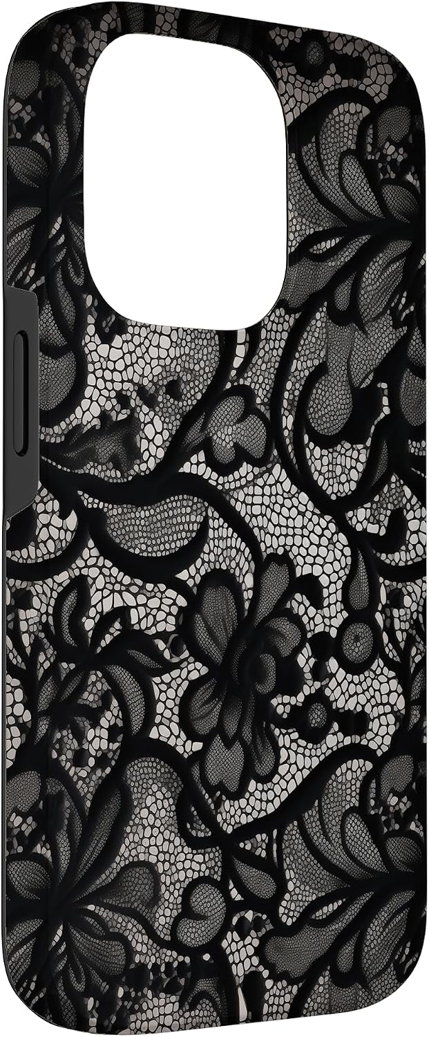 Detalle de Motif Vintage Dentelle Noire Coque iPhone 14 Pro
