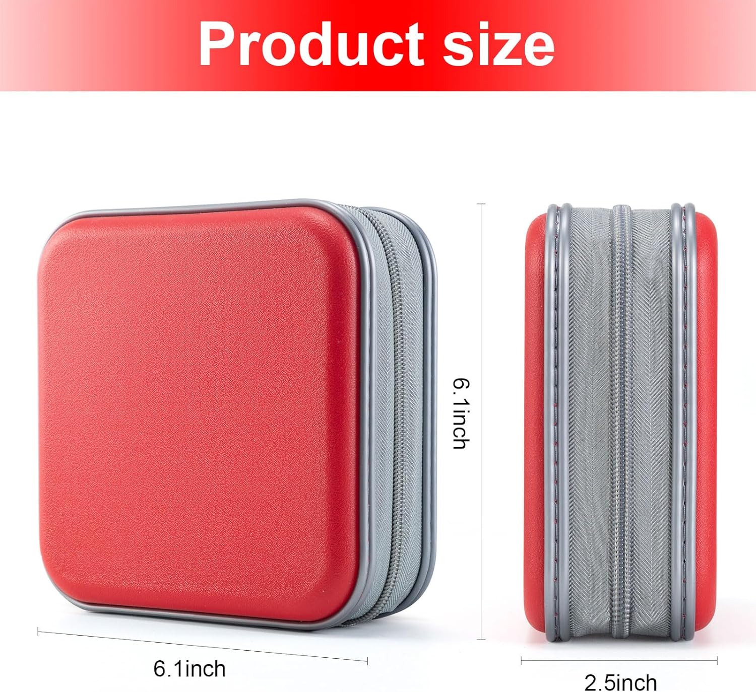 Thumbnail 6 de LIOVODE 48-Disc CD/DVD Case — Portable Hard Plastic Wallet with Fixed Inner Pages (Red)