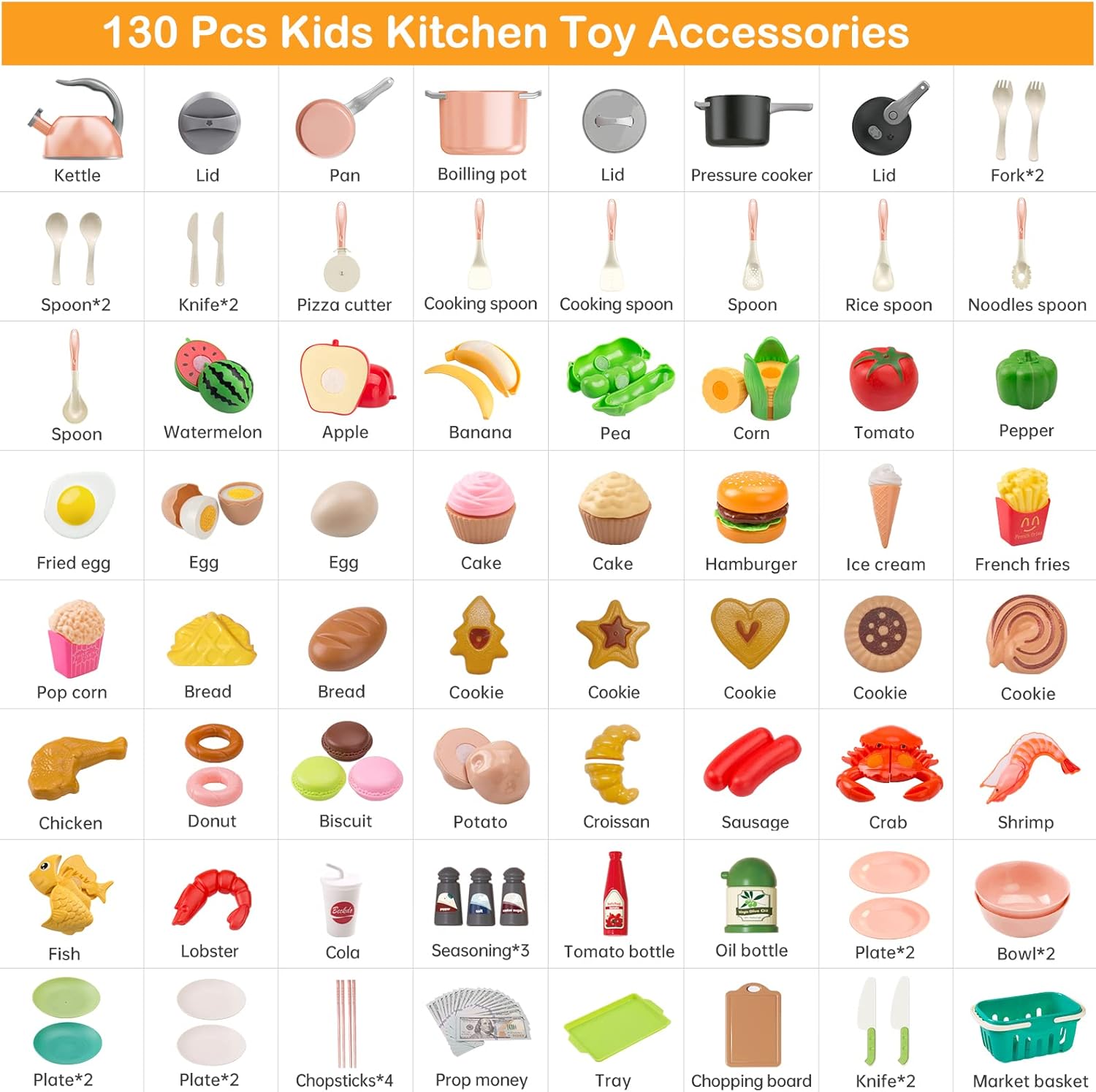 Thumbnail 1 de 130Pcs Kitchen Playset for Toddlers