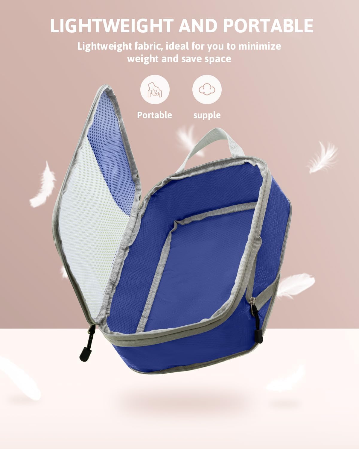 Detalle 2 de Meowoo Compression Packing Cubes 7 Set – Ultra‑Light, Multi‑Size Mesh Organisers for Travel
