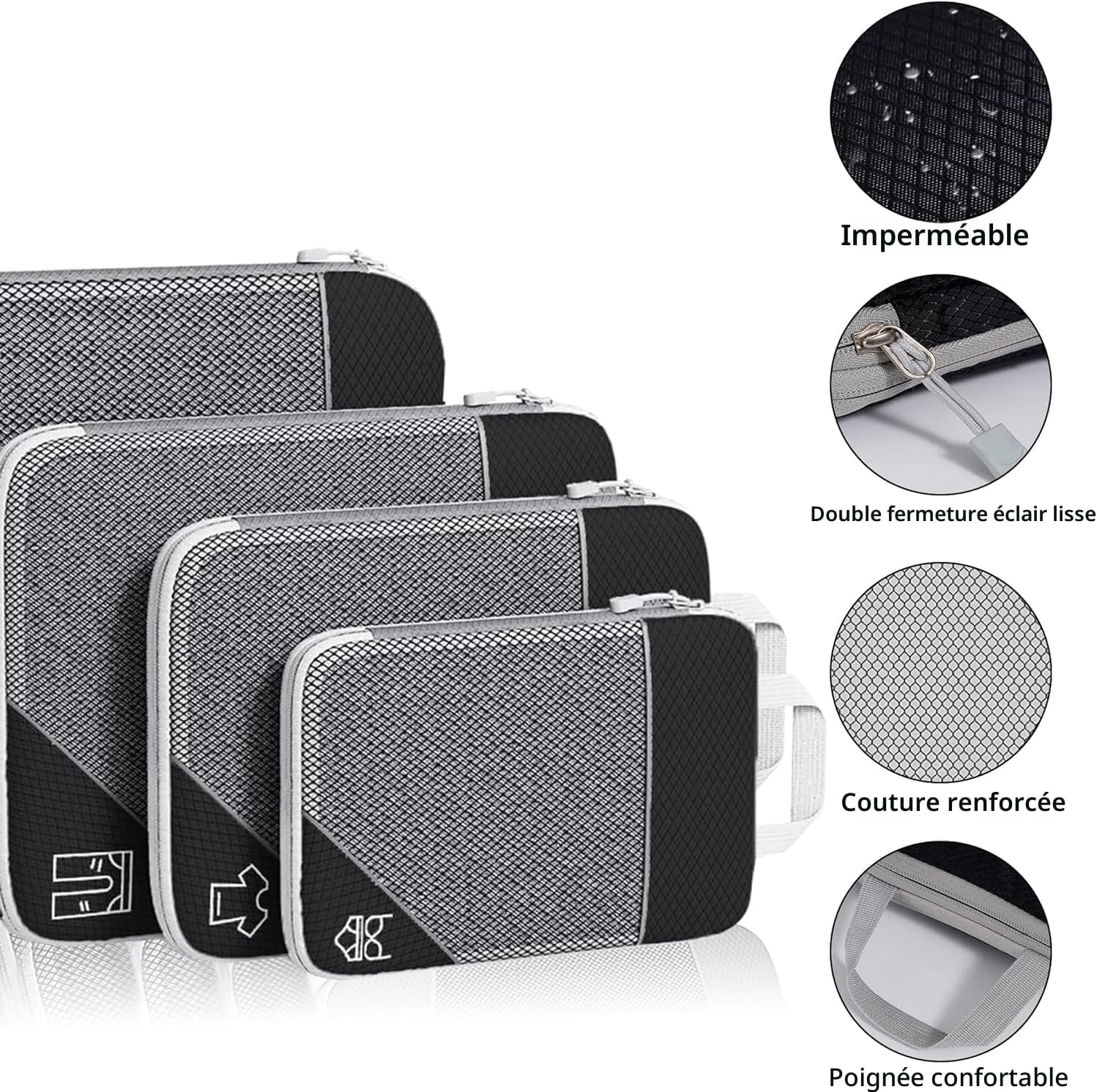 Detalle de Organisateur valise Lot de 6, compression 50%