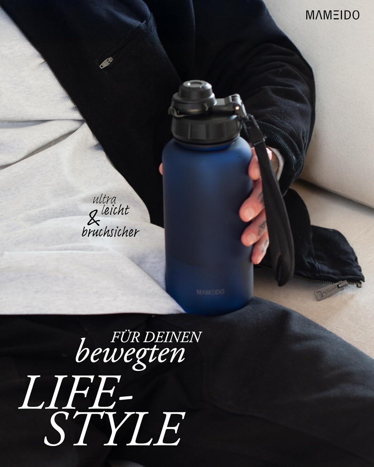 Detalle de MAMEIDO Trinkflasche 1 l mit Strohhalm