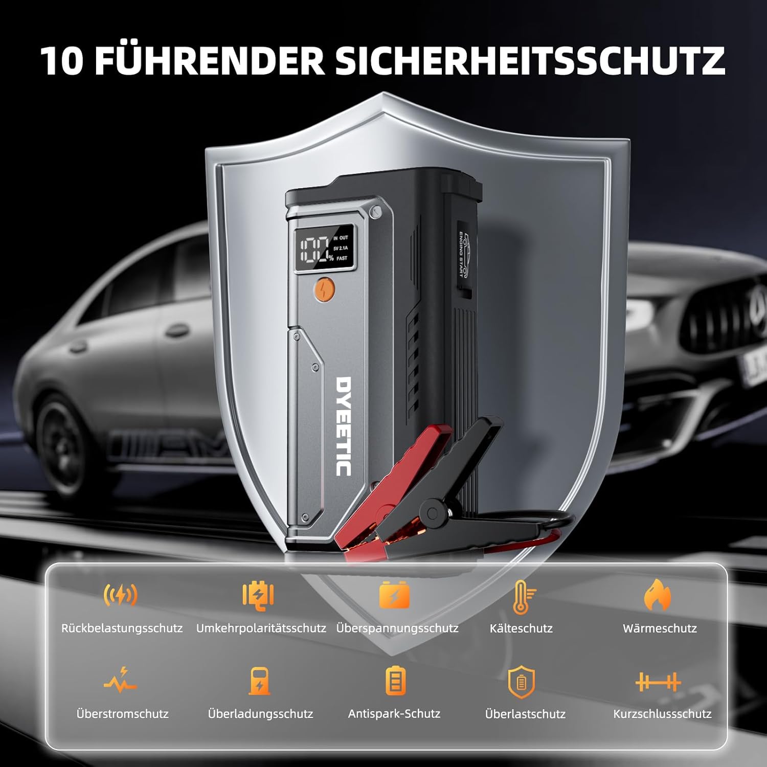 Detalle de DYEETIC D16 Starthilfe Powerbank – 7000A Backup für 12V Fahrzeuge