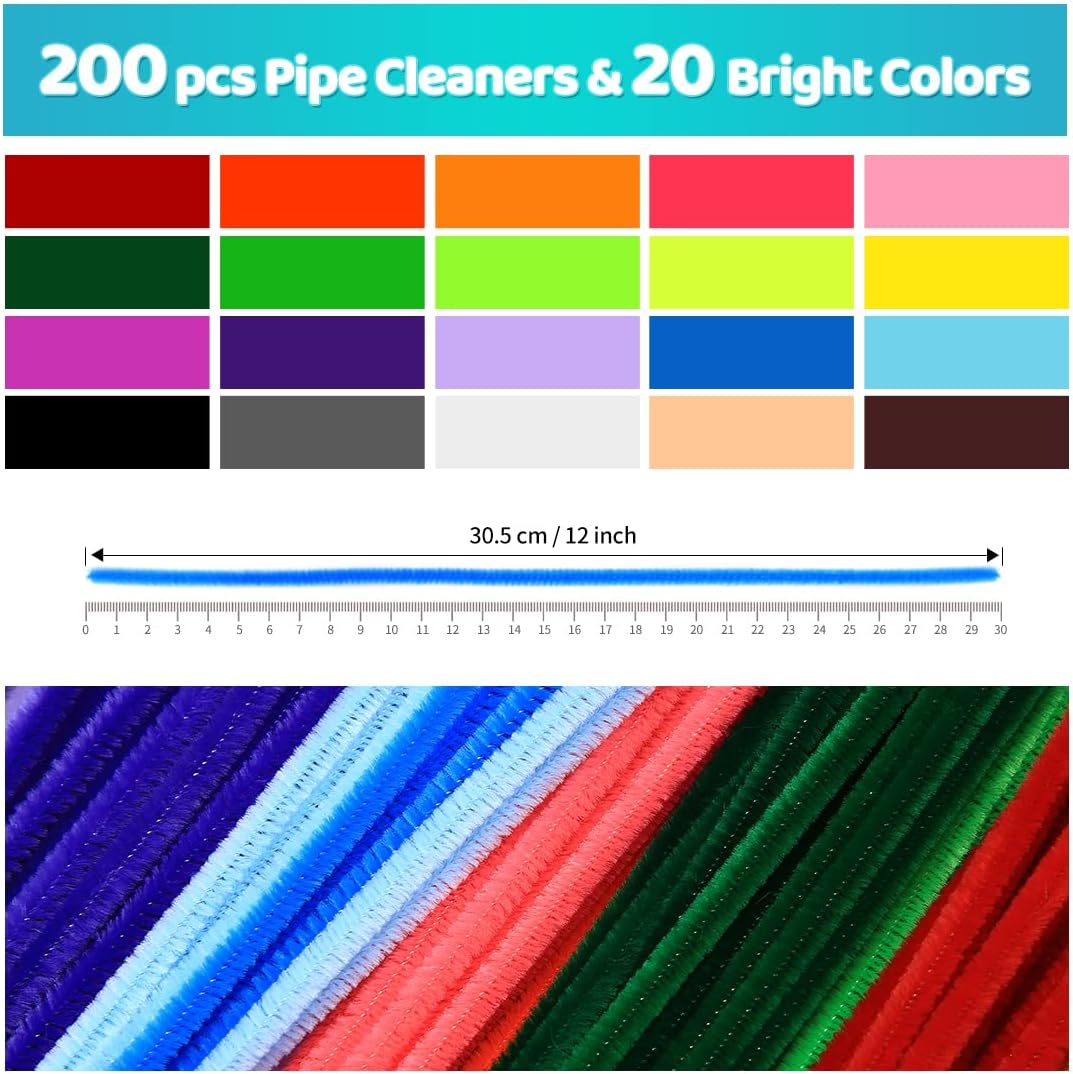 Thumbnail 1 de 200pcs 20 Colors Pipe Cleaners for Crafts 🧵