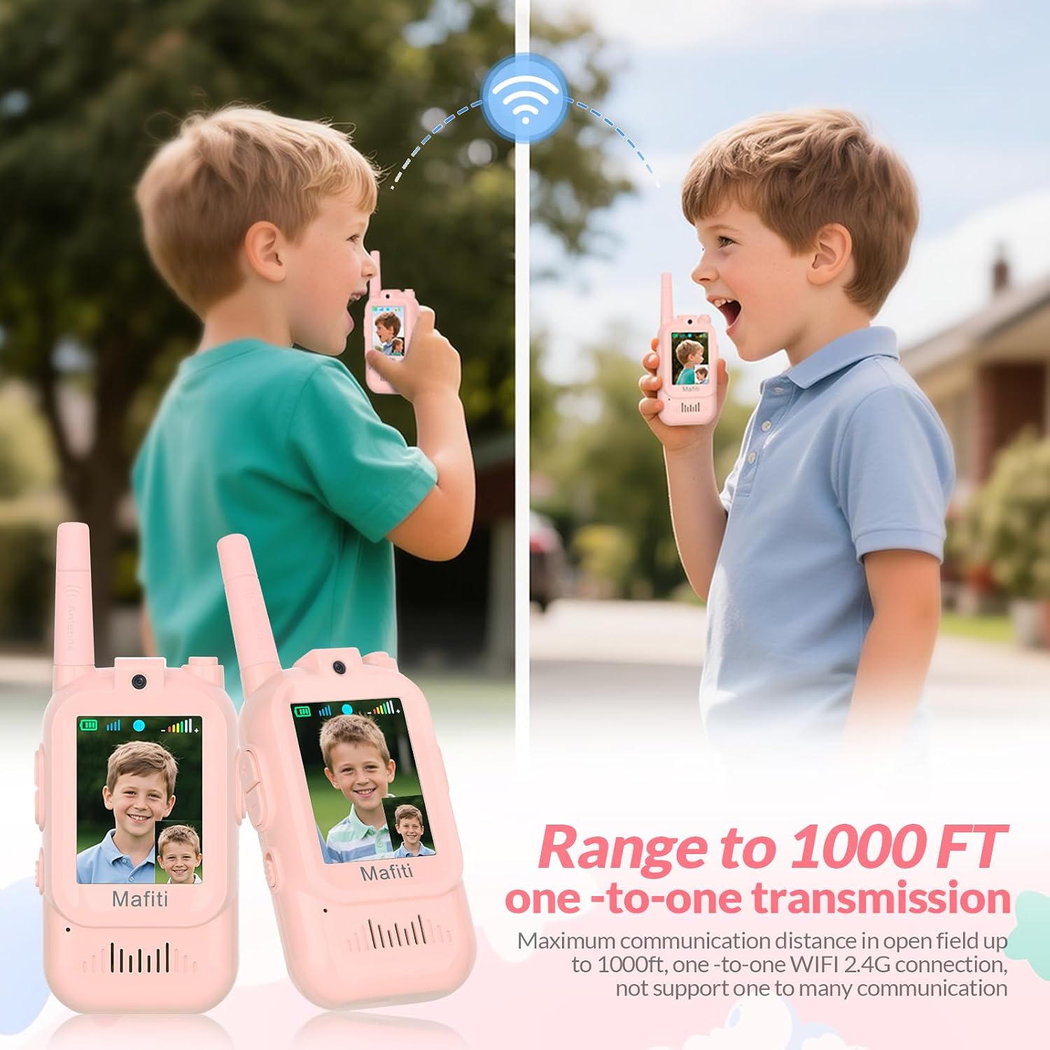 Detalle de Mafiti Mini Video Walkie Talkies for Kids (2 Pack) – Pink