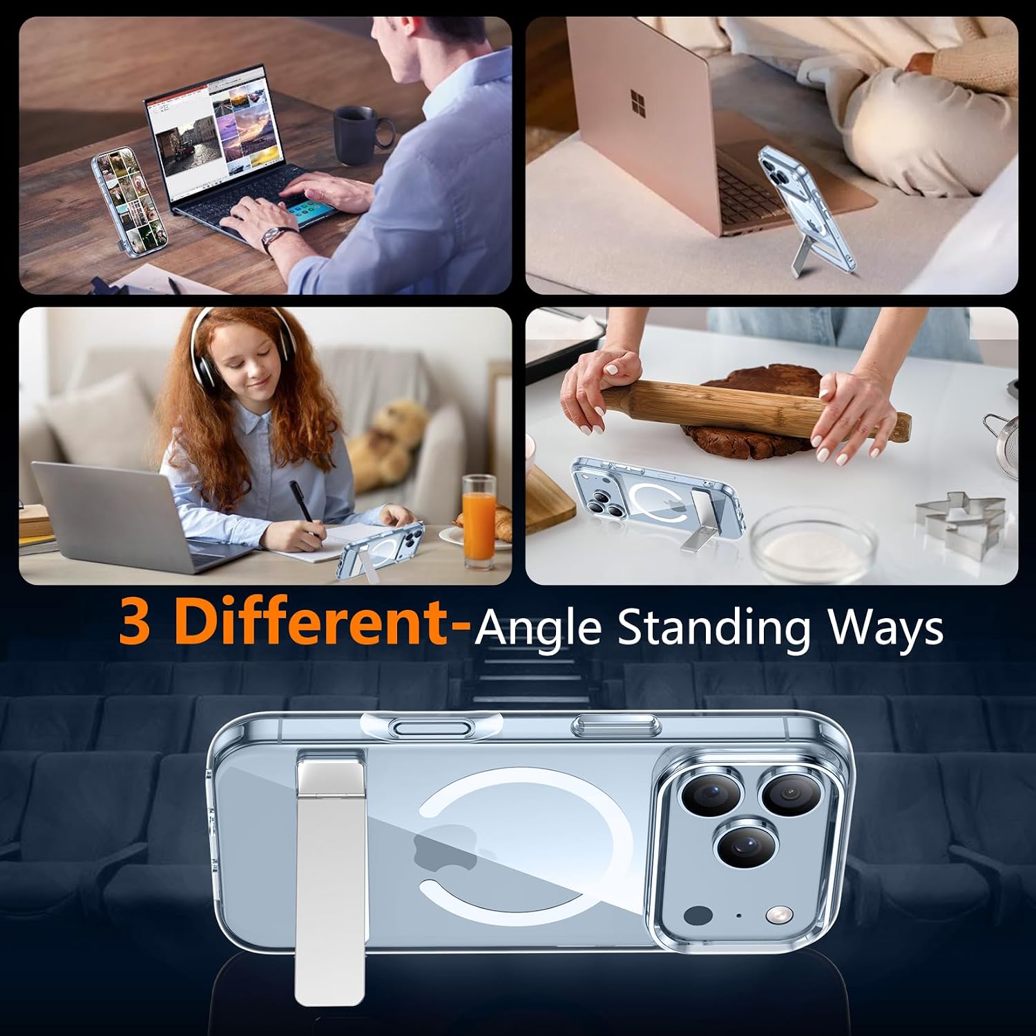 Thumbnail 6 de SPIDERCASE Clear Magnetic Case for iPhone 17 Pro/18 Pro with 3-Way Stand