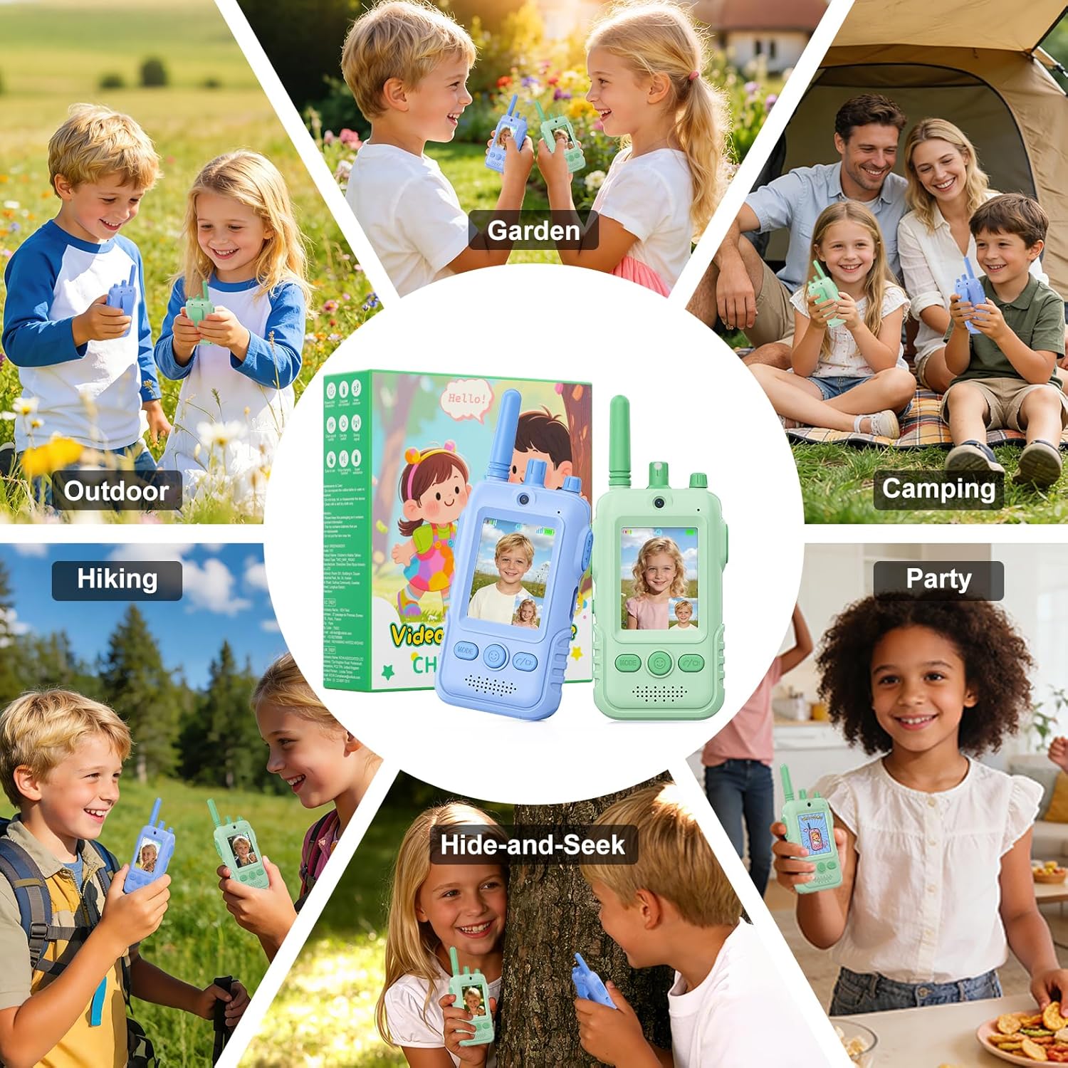 Thumbnail 6 de GREENKINDER Video Walkie Talkie für Kinder mit Kamera (Sprechen & Sehen gleichzeitig) – 2er-Set, aufladbar, mit Gürtelclip & Taschenlampe