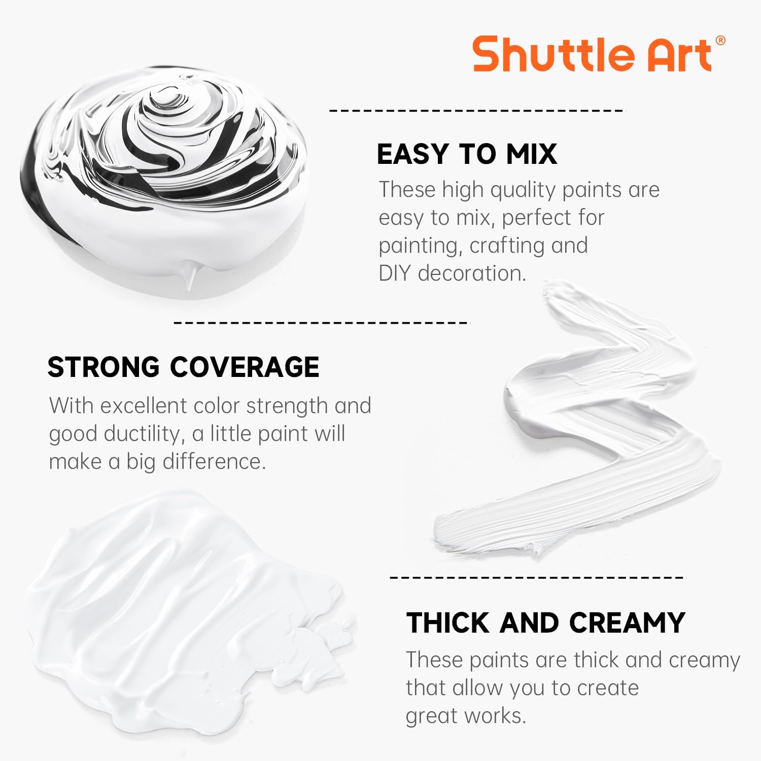 Detalle de Shuttle Art White Acrylic Paint (Titanium White) 33.8oz/1000ml pump bottle