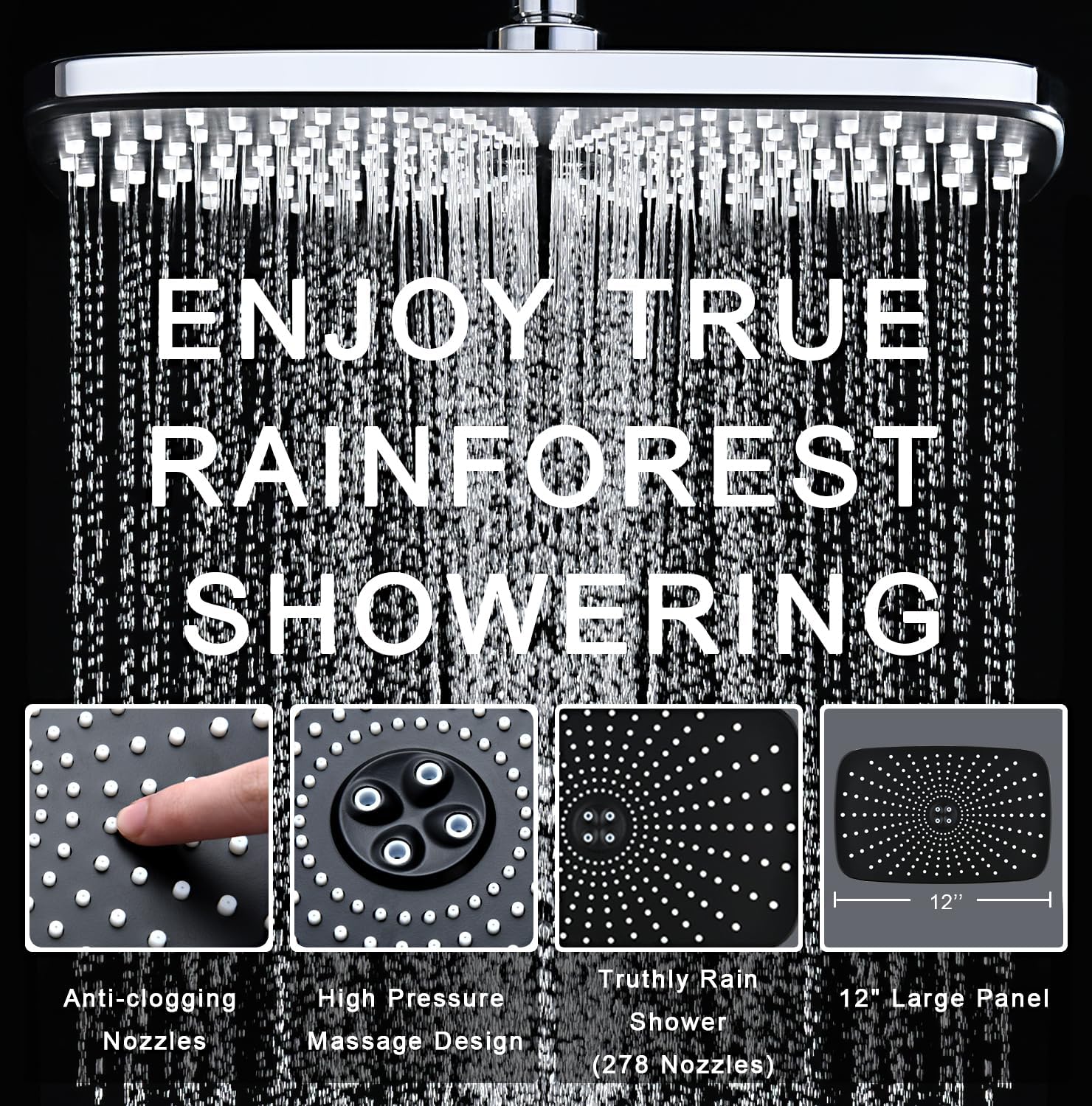 Thumbnail 2 de High Pressure Rain Shower Head 12-inch