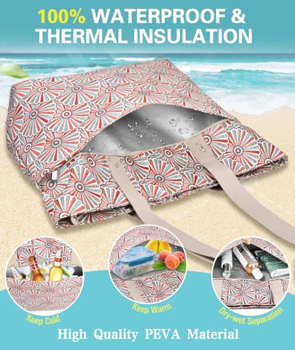 Detalle de ENONEO Bolsa Playa Mujer Grande XXL: bolso impermeable multiuso para playa y viajes