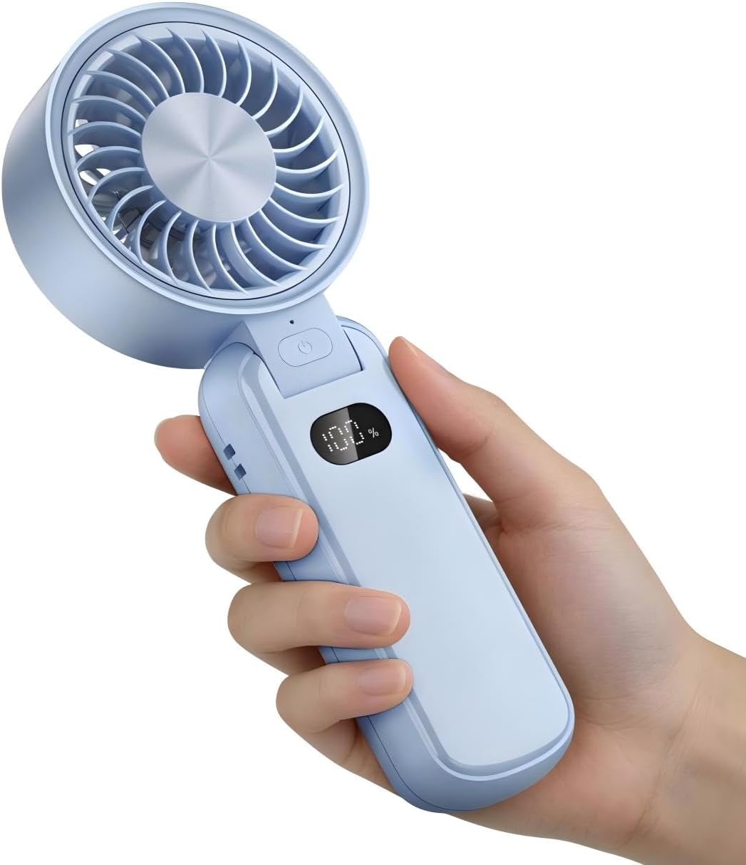 Detalle de BIVBTP Ultra Handheld Fan USB Rechargeable – Portable Foldable Mini Fan with 4 Speeds