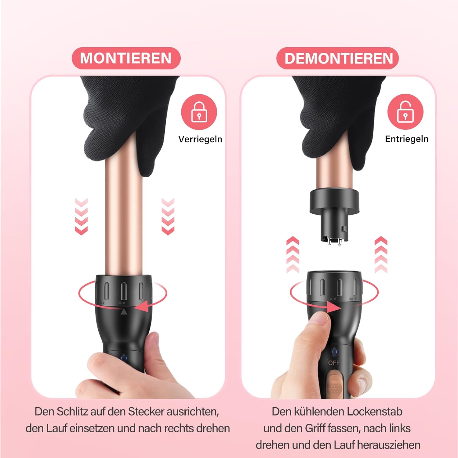 Thumbnail 6 de 5-in-1 Lockenstab Keramik Set mit 32/25/19-25/19/10 mm Aufsatz – Schnellaufheizung, 110V-240V, Anti-Burn