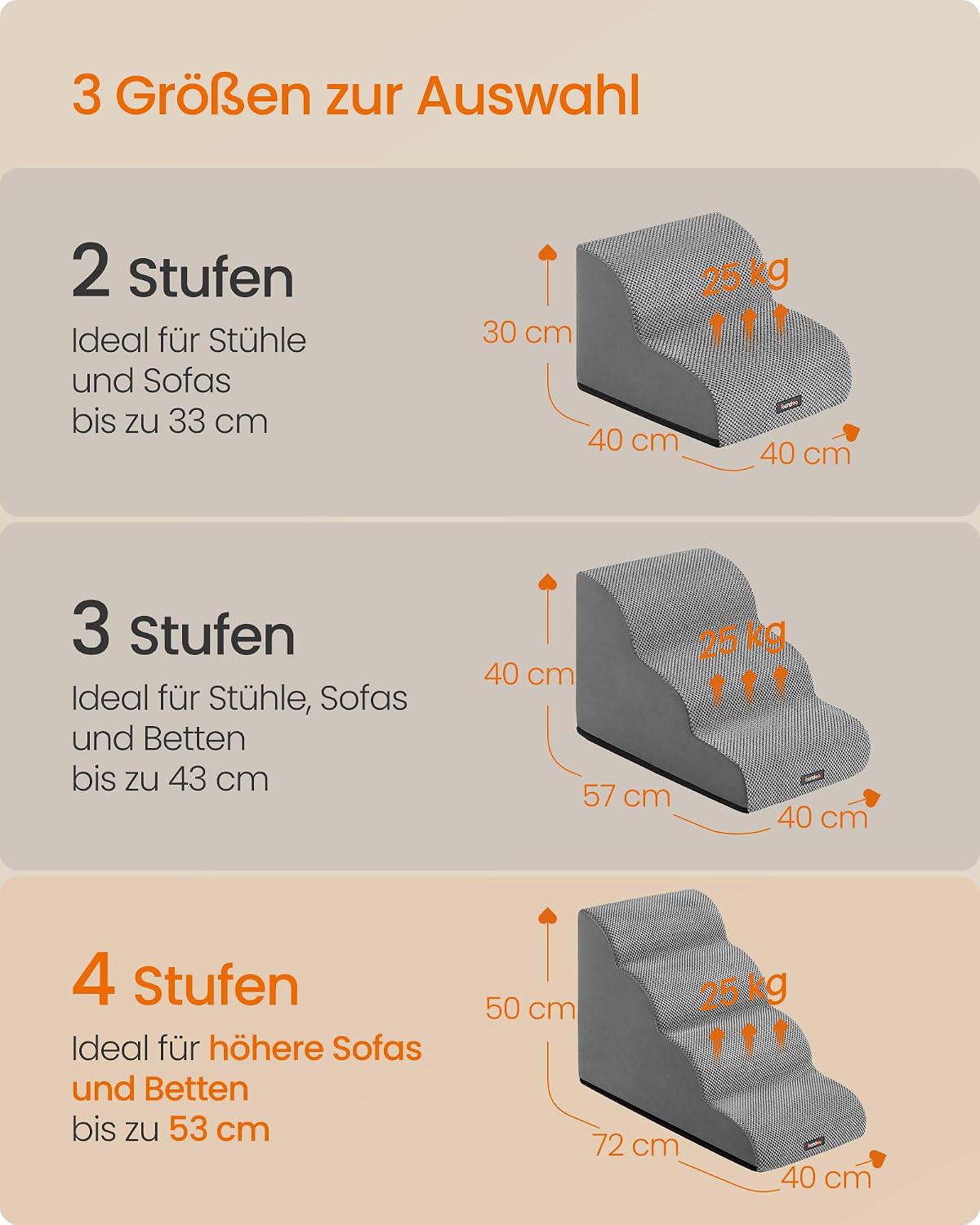 Detalle 2 de Feandrea Hundetreppe mit 4 Stufen