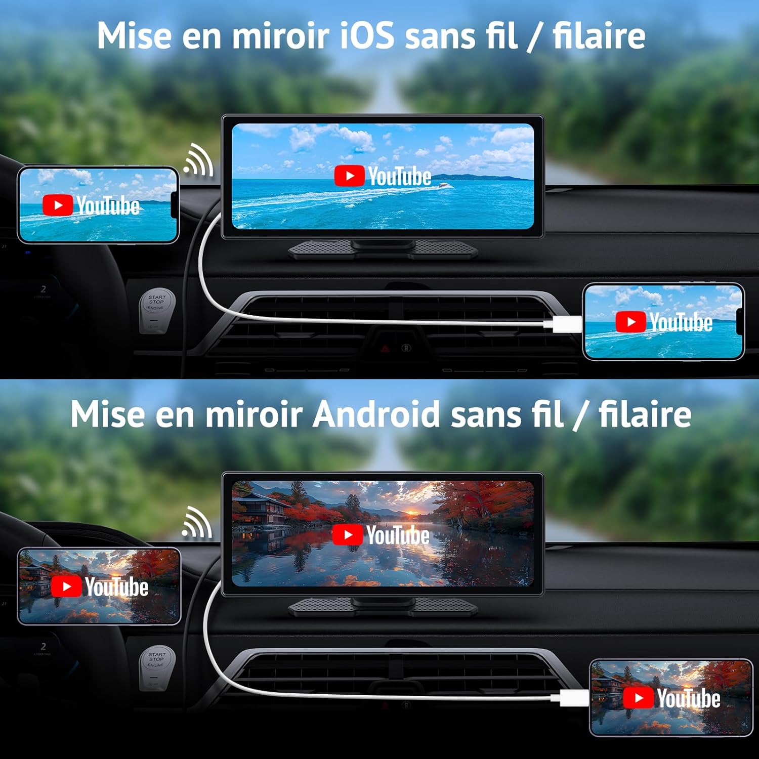 Thumbnail 2 de Wonsidary Carplay 10,26'' — Écran multimédia sans fil avec CarPlay/Android Auto, caméra de recul et commandes au volant