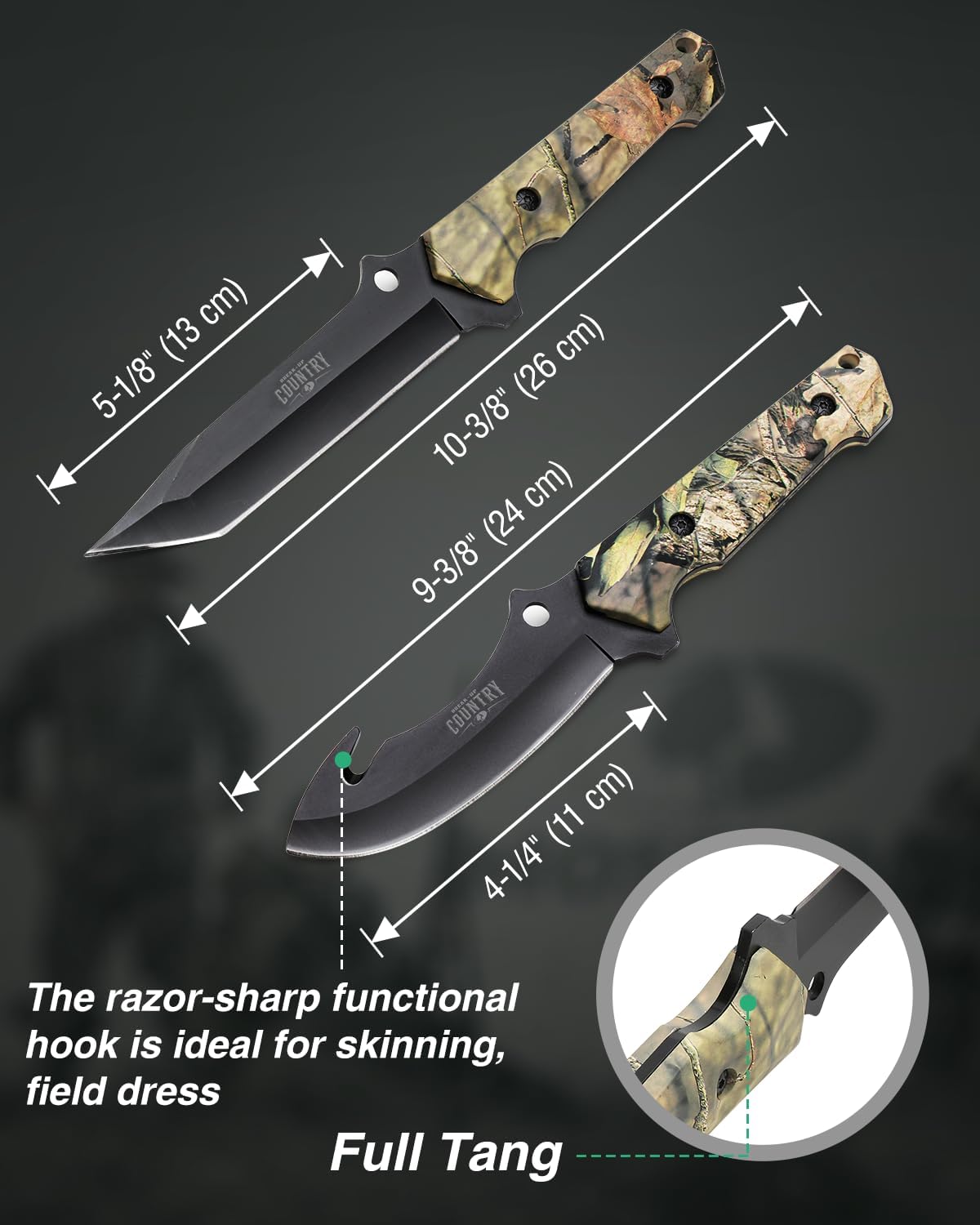 Thumbnail 1 de Mossy Oak MO16002A 2-Piece Fixed-Blade Hunting Knife Set with Sheath