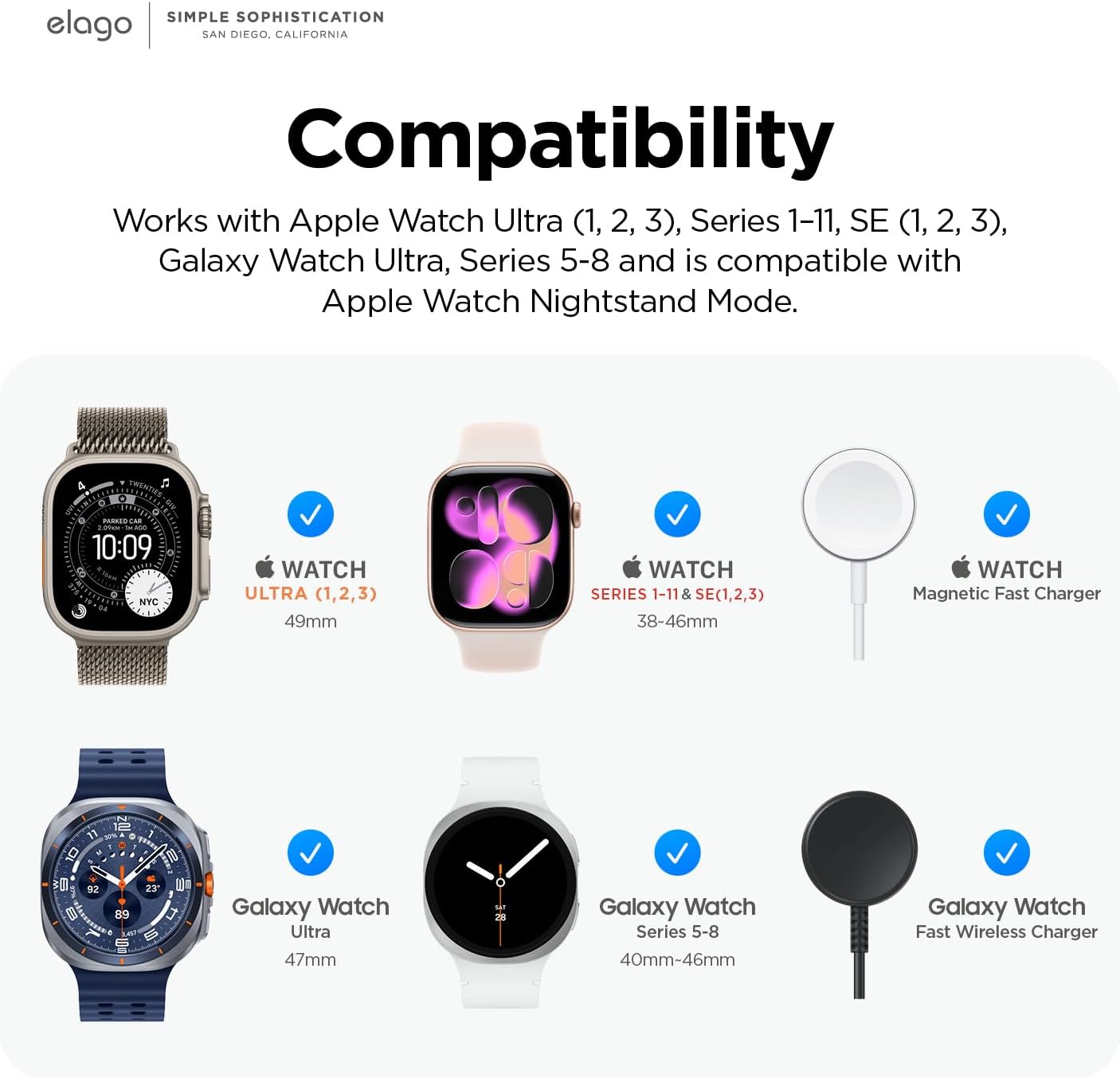 Thumbnail 2 de elago W9 Stand for Apple Watch Ultra and Galaxy Watch (charging dock holder) – silicone, cable not included
