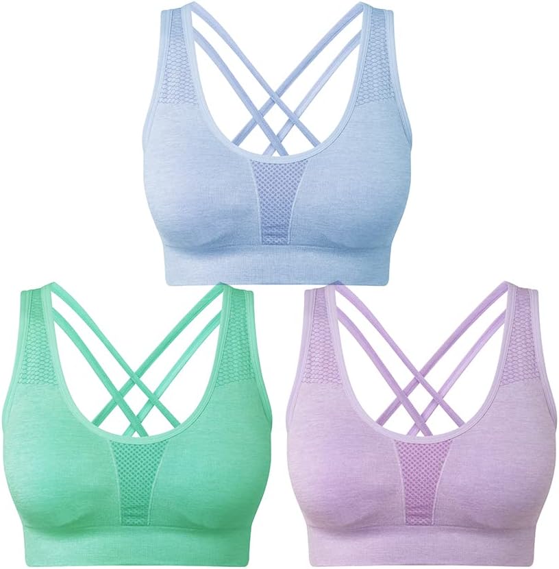 Detalle de SEGRILA Damen Sport BH Set Ohne Bügel Kreuz Rücken Gepolsterter – Nahtlos, atmungsaktiv und vielseitig