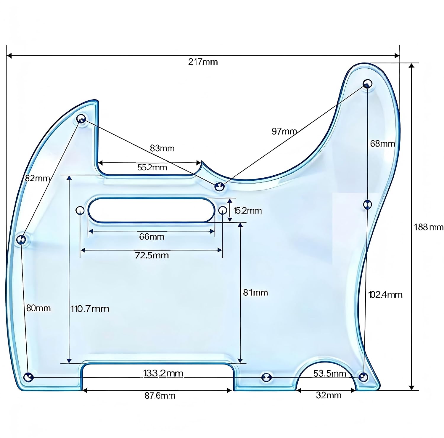Detalle de Telecaster Pickguard, 8-Hole