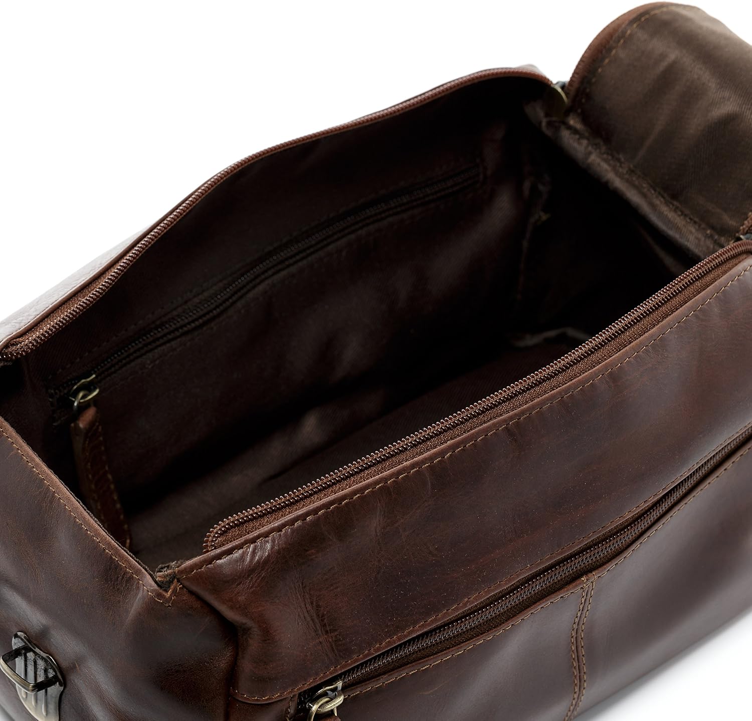 Detalle de SID & VAIN Bristol XL Wash Bag – Genuine Leather Travel Toiletry Case