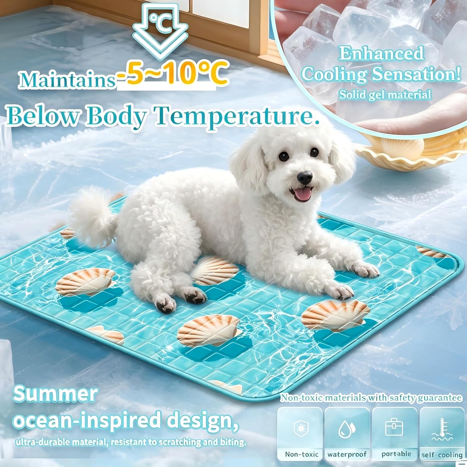 Detalle de RARIRO Medium Dog Cooling Mat 50 x 65 cm – Solid-State Gel, Non-Toxic & Waterproof