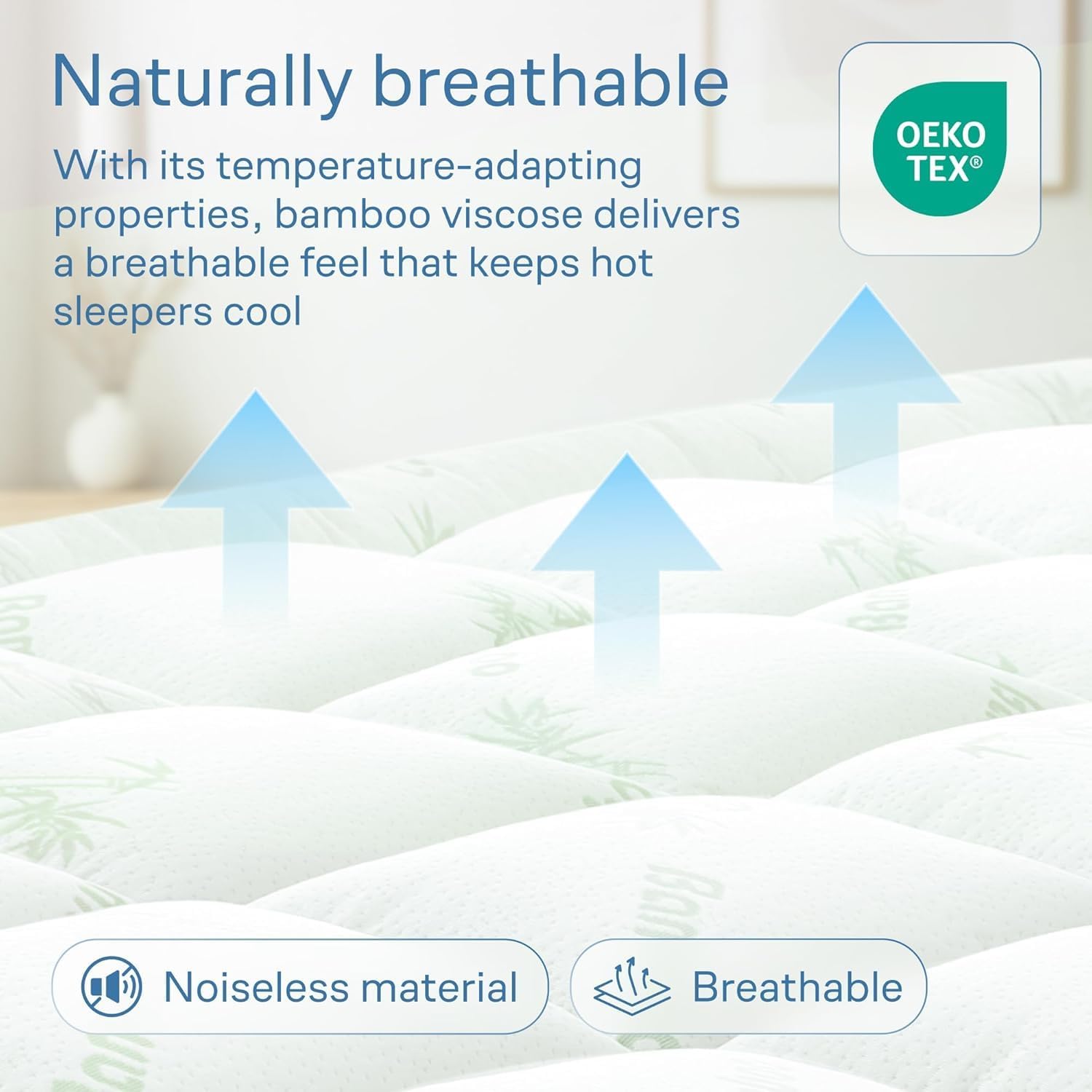 Detalle de Mattress Topper Cloud-Like Comfort – Ultra-Soft Bamboo Viscose, 135x190cm, Deep Fit