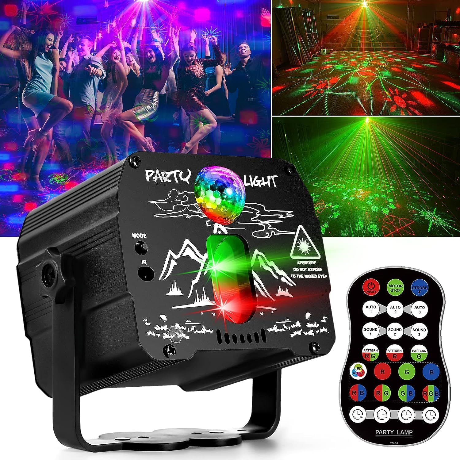 Detalle de Atotalof DQ-R90C Party Light with Remote, RGB Patterns and Sound Control