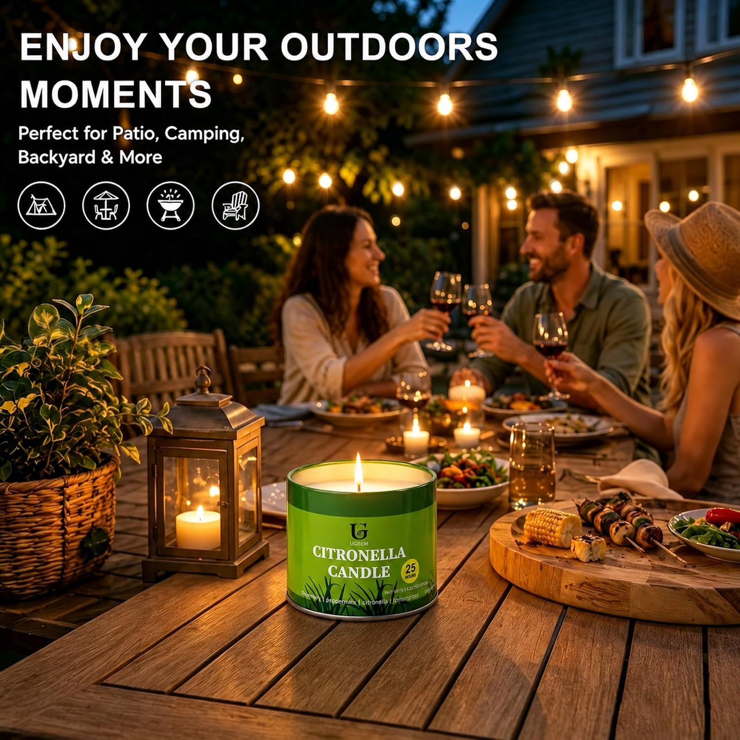 Thumbnail 6 de 4 Pack Citronella Candles Outdoor – Soy Wax, Plant‑Based Oils for Patio and Camping