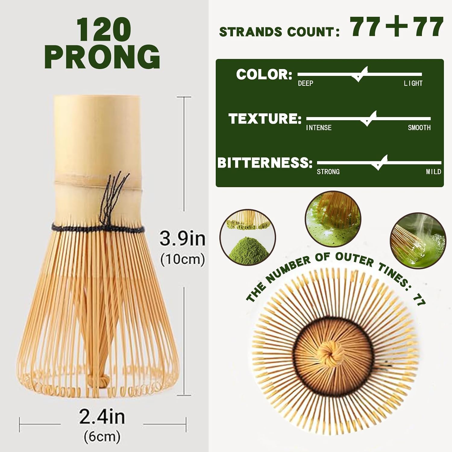 Thumbnail 1 de Clay&Fire Matcha Whisk (Chasen) — Handcrafted 100% Natural Bamboo, ~150 Tines