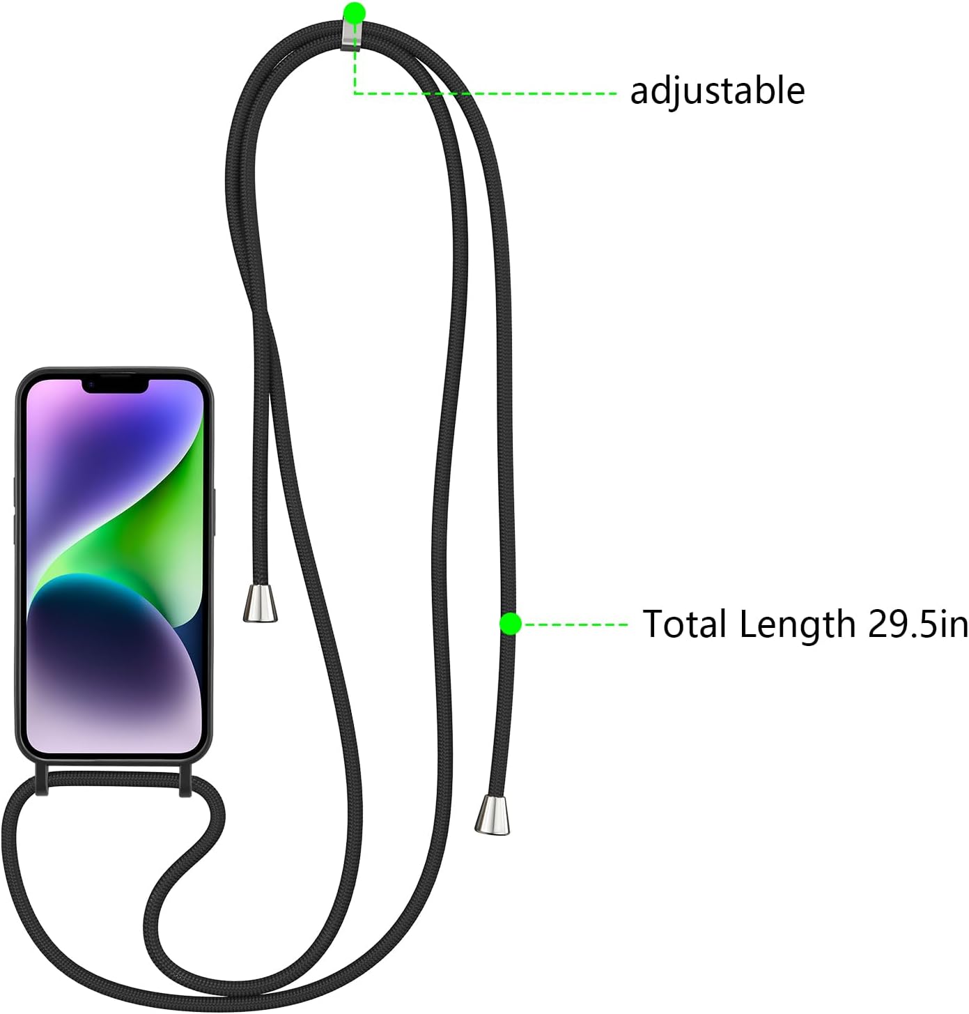 Thumbnail 1 de ZTOFERA Handykette Hülle für iPhone 15 mit Kartenhalter und Umhängeband aus Liquid Silikon – Schwarz