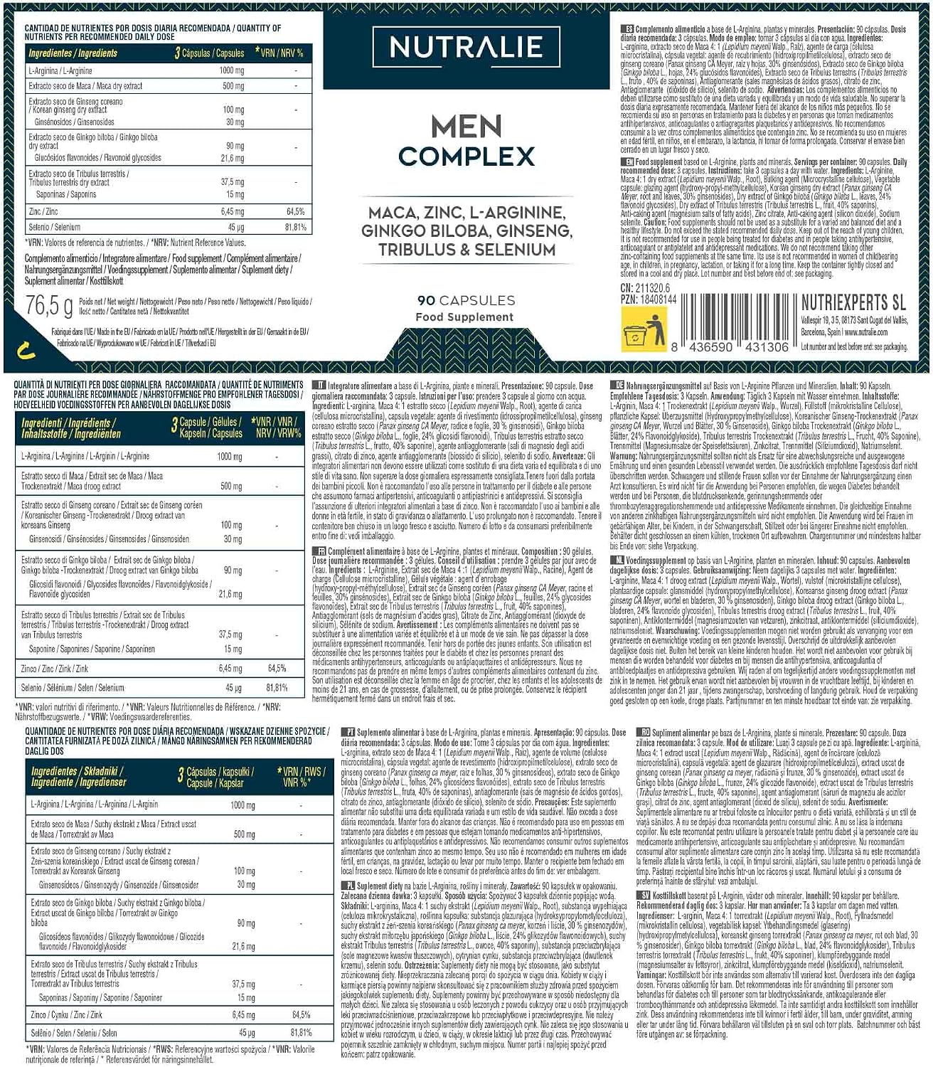 Thumbnail 5 de Vitaminas Testo Hombre Men Complex 500mg 90 cápsulas