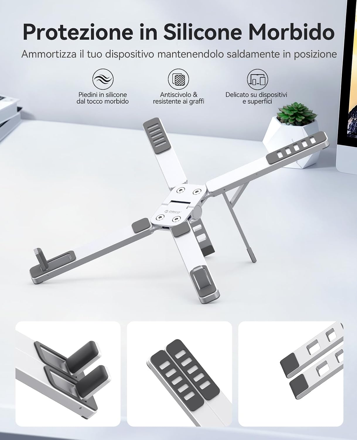 Thumbnail 6 de ORICO PN1 Supporto pieghevole 3 in 1 per laptop, tablet e telefono fino a 17" in alluminio