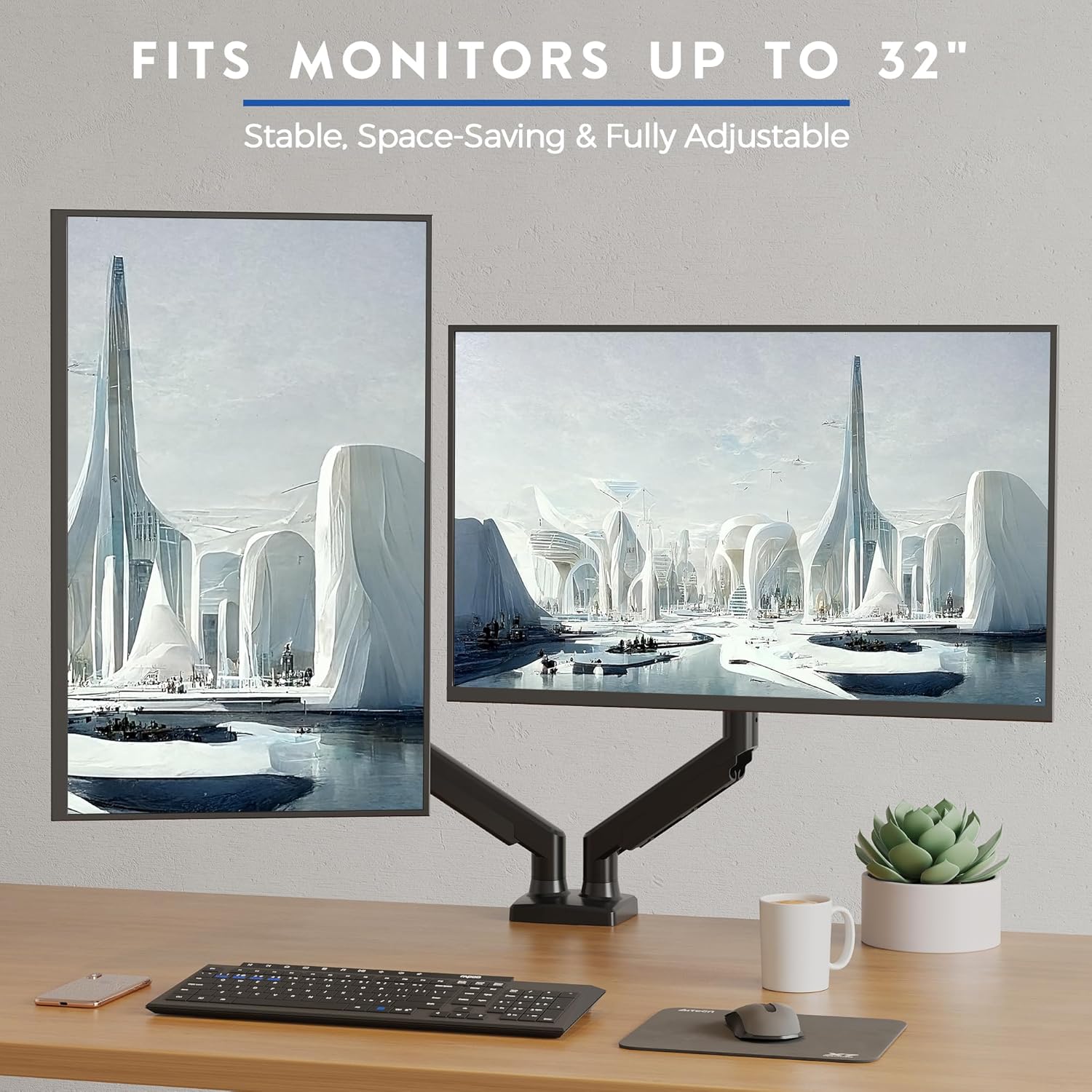 Detalle 2 de BONTEC Dual Monitor Stand 9KG