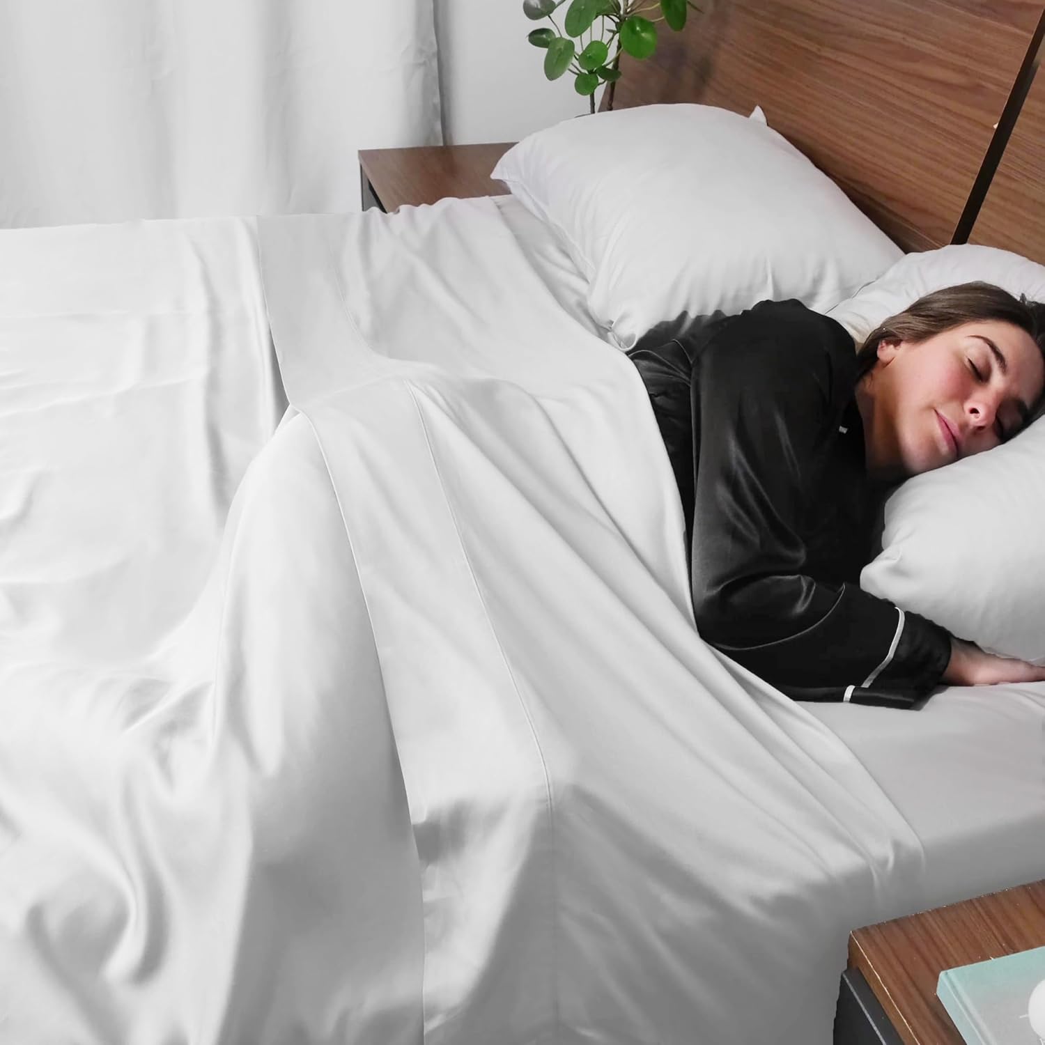 Detalle de ACCURATEX Bamboo Cooling Sheets, King Size, 300 Thread Count, 16-Inch Pockets