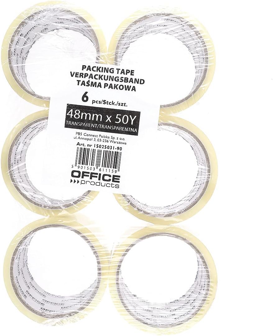 Detalle 1 de OFFICER PRODUCTS 15025031-90 verpakkingstape, transparante PP-tape, 6 rollen