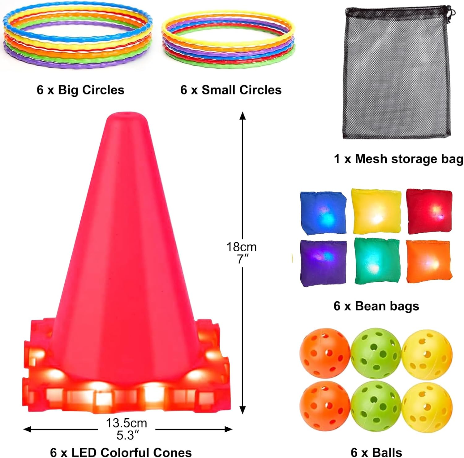 Thumbnail 3 de Light Up 3 in 1 Carnival Garden Game set – Bean Bag Toss, LED cones & ring toss for kids (age 3+)