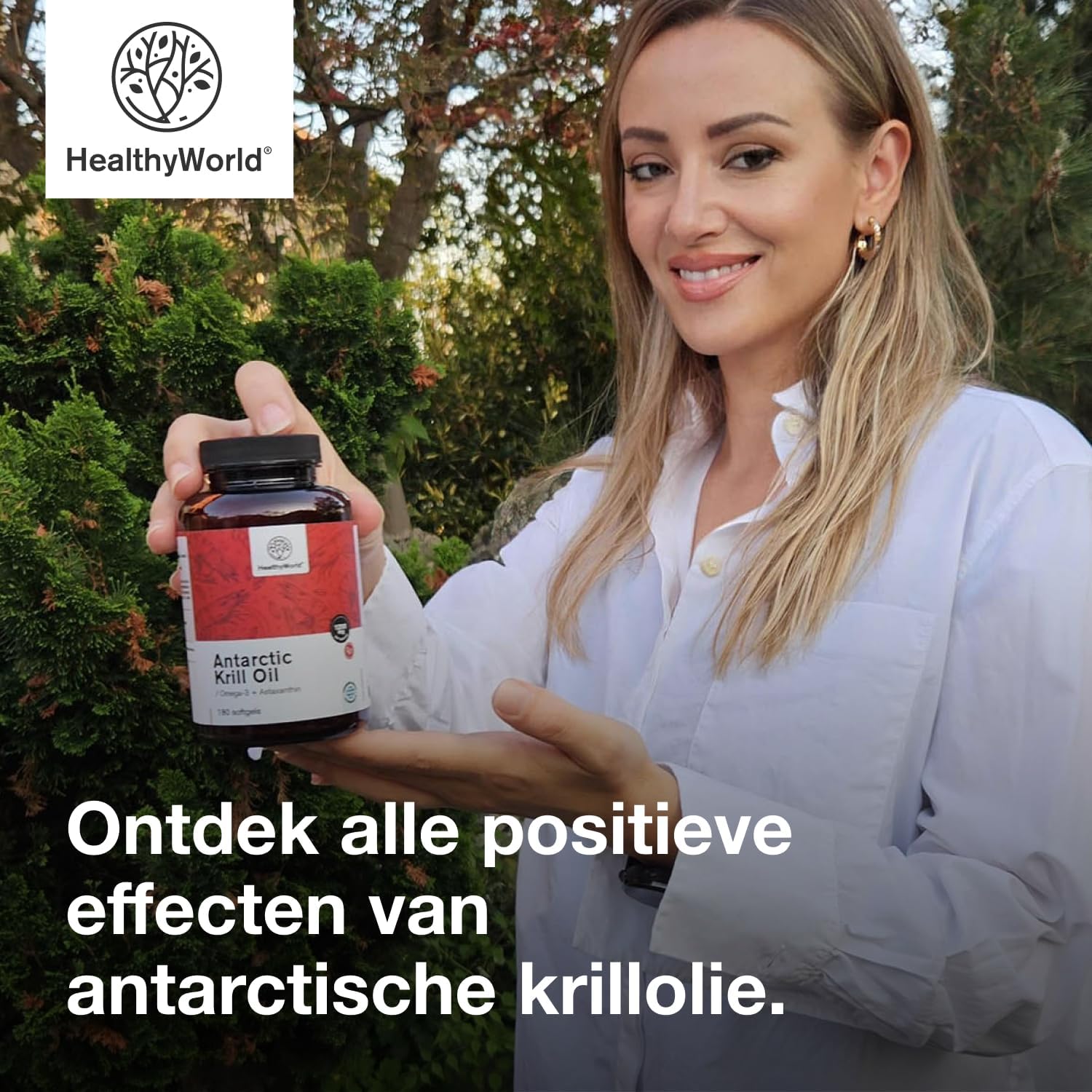 Detalle 2 de HealthyWorld Krillolie 1200 mg met omega 3, astaxanthine en 180 capsules
