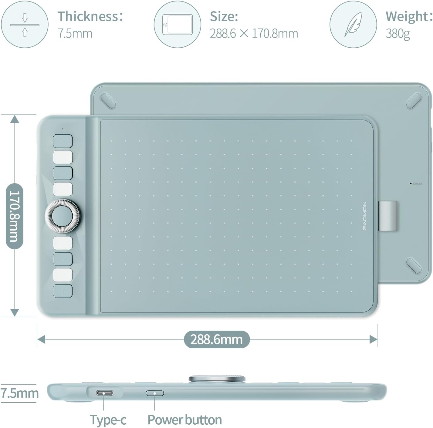 Detalle de GAOMON WH851 Wireless Drawing Tablet with AP519 Pen, 16,384 Pressure Levels