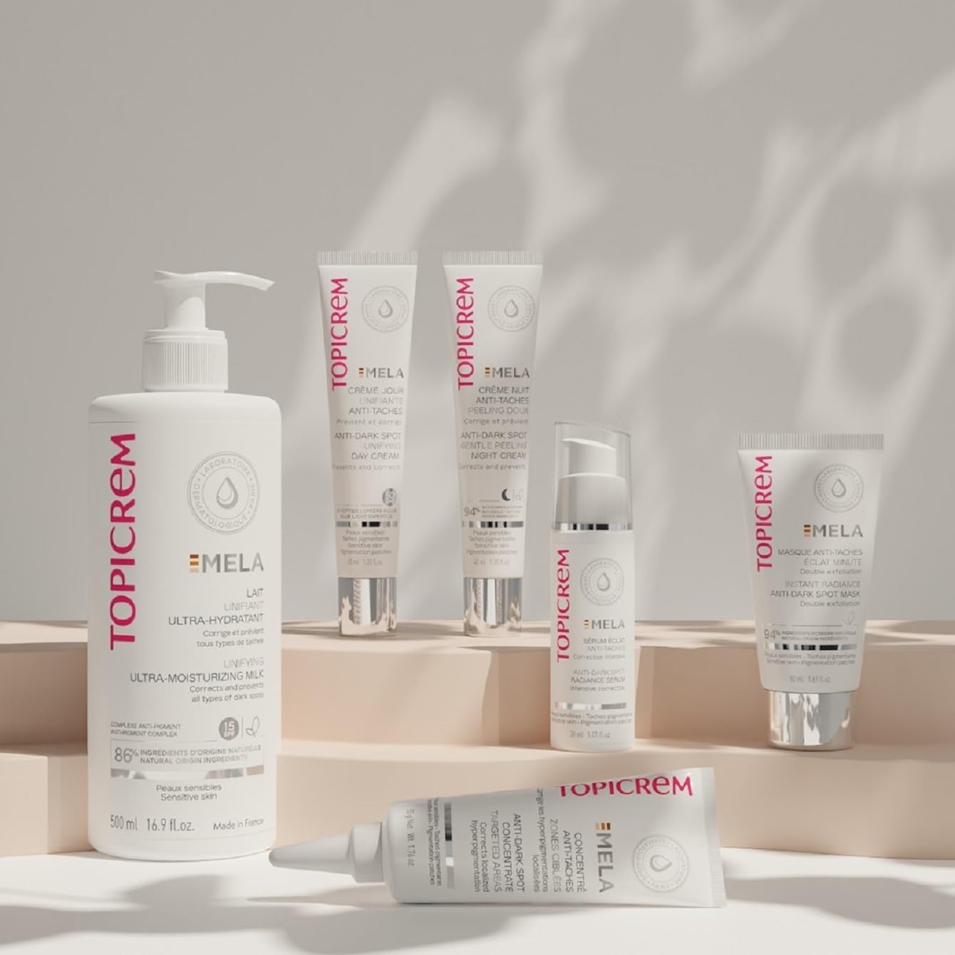 Detalle de Topicrem Mela Crème Jour Unifiante Anti-Taches - Hydrate 24h SPF50+ pour peaux sensibles, 40 ml