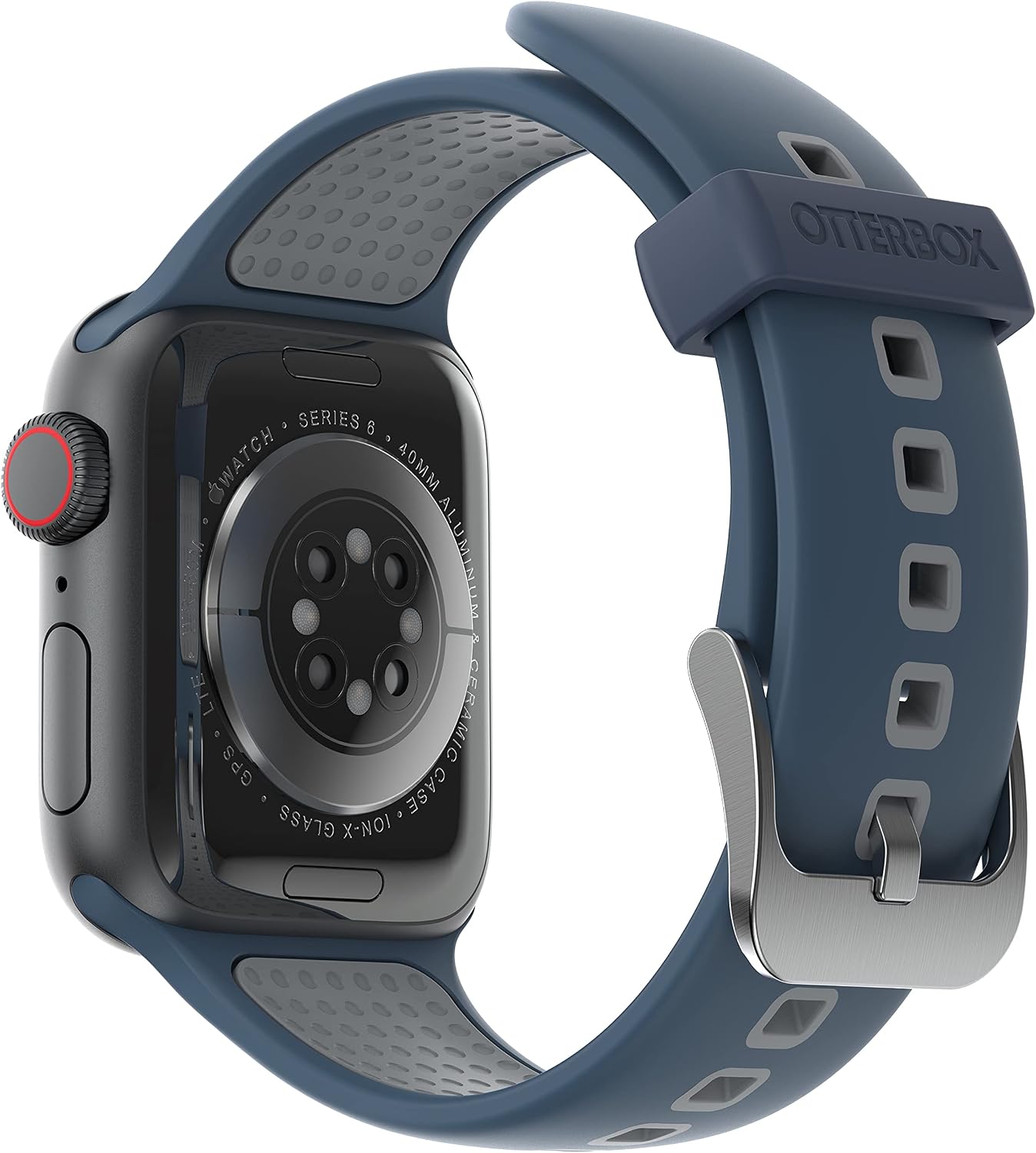 Detalle de OtterBox Bracelet de montre intelligent 42 mm en silicone noir — compatible Apple Watch (40/41/42 mm), Samsung Galaxy 4 et Fitbit Versa 3