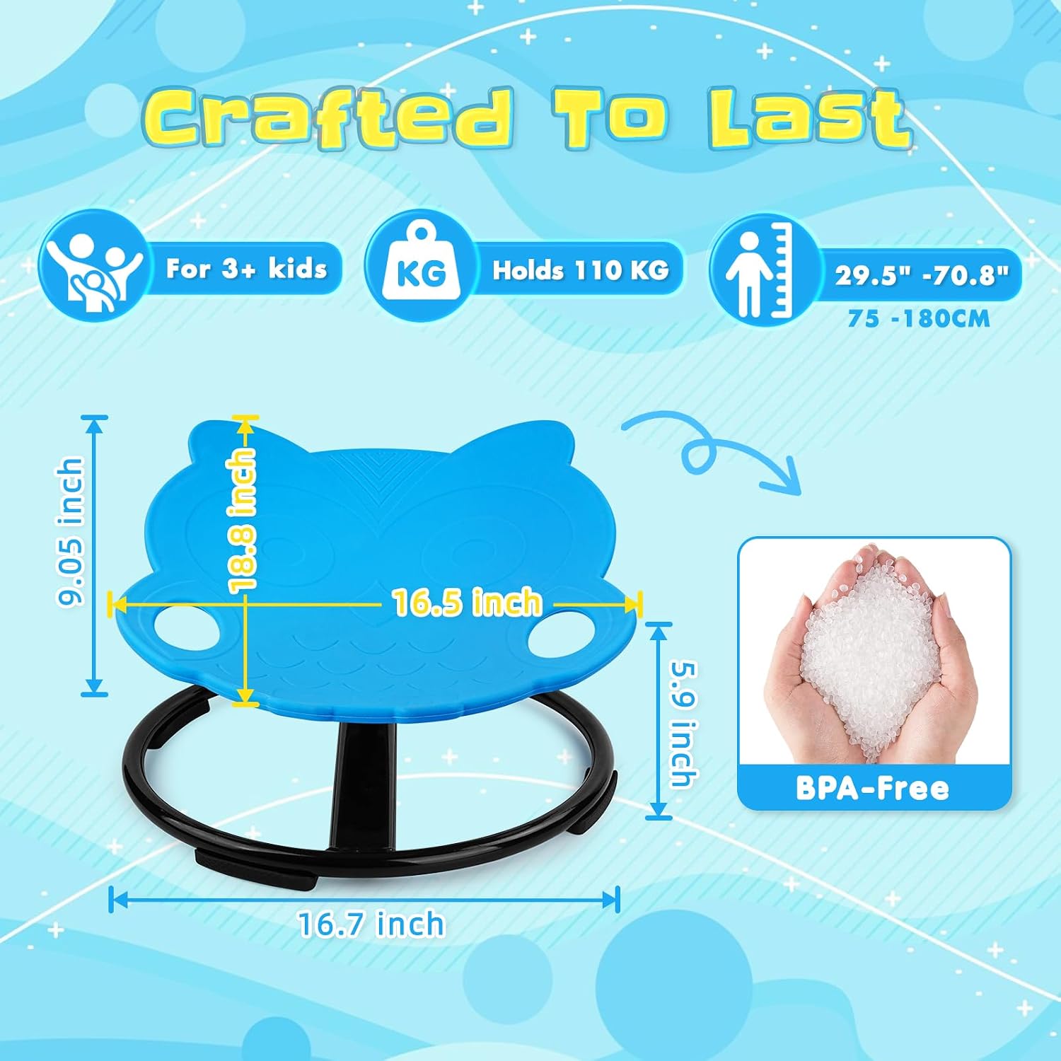 Thumbnail 1 de Spinning Chair for Autistic Kids – Owl Swivel Sensory Chair (Sky Blue)