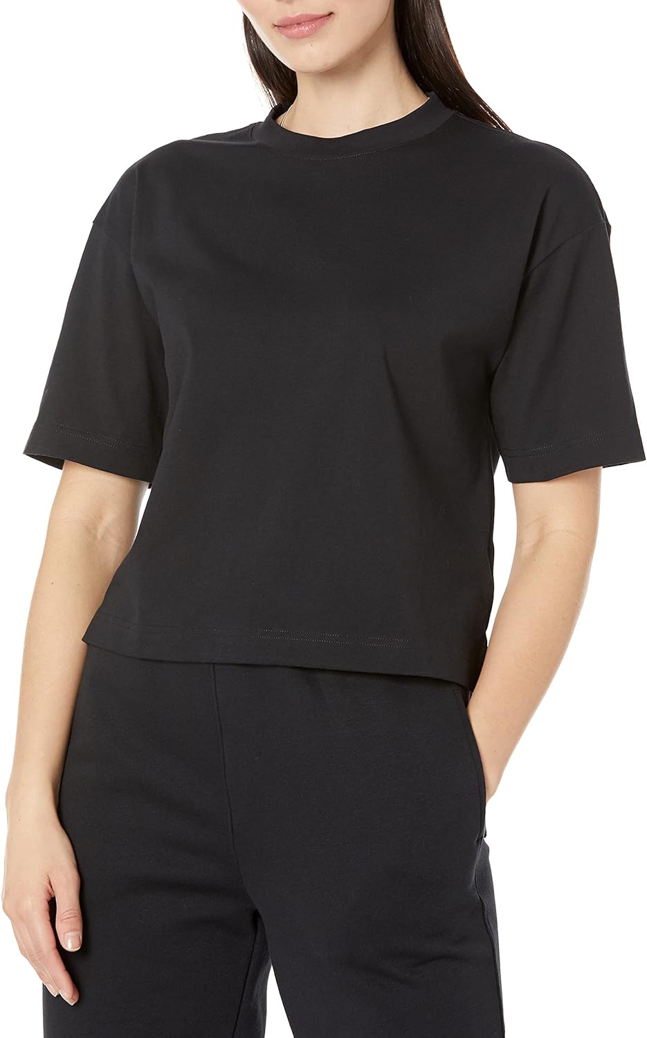 Detalle de Amazon Essentials Women's Organic Cotton Drop-Shoulder Relaxed Boxy Short-Sleeved T-Shirt (Plus Size)