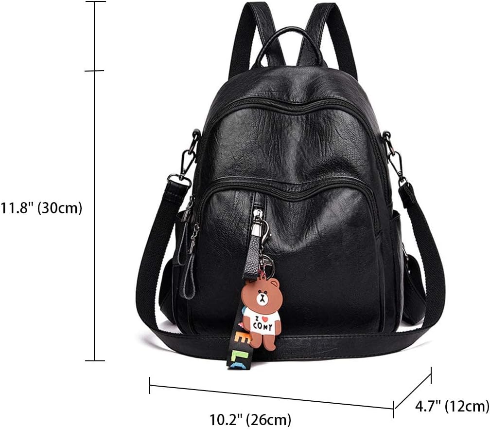 Thumbnail 2 de AINUOEY Donna borsa a zaino/ zainetto con tracolla 76656 in ecopelle PU nero