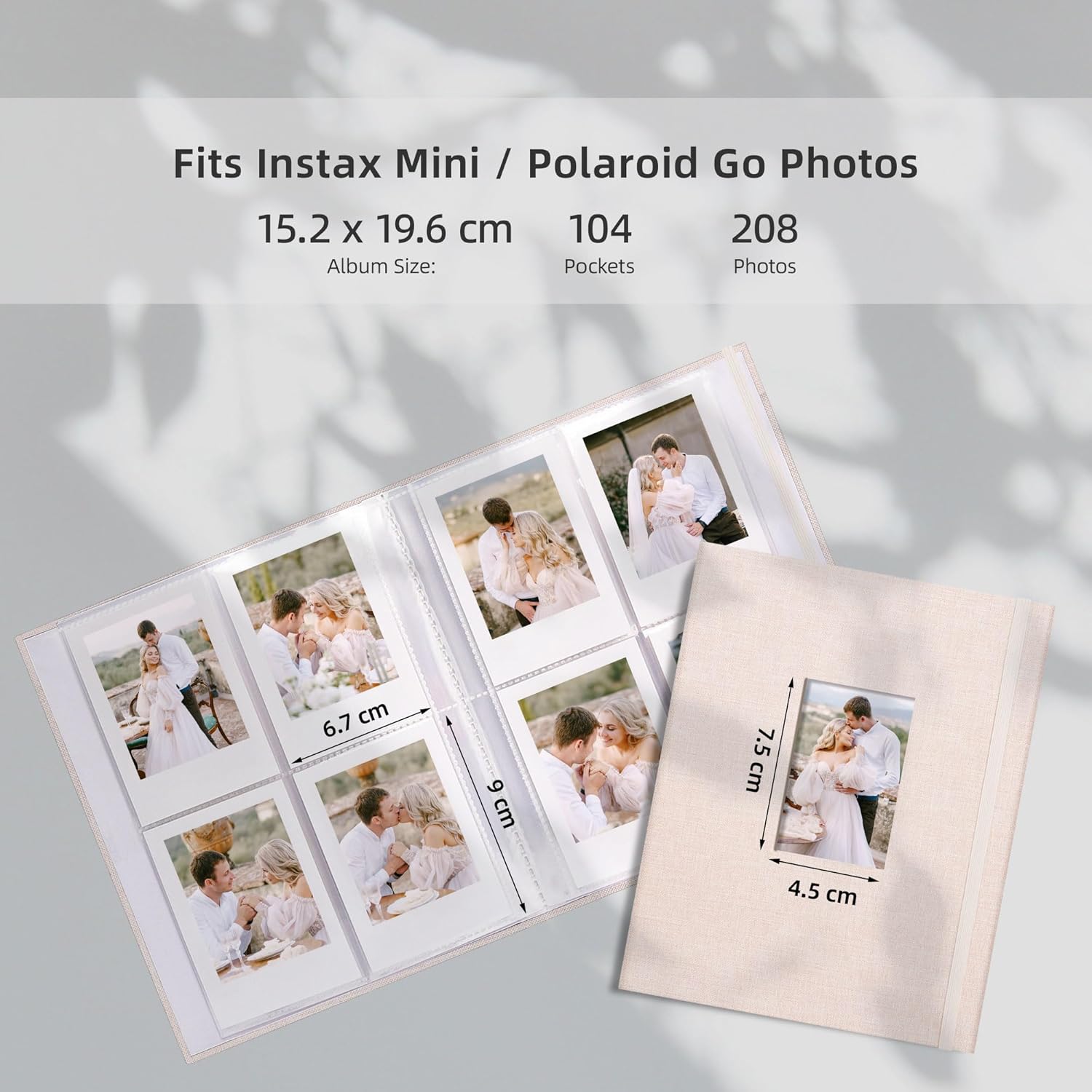 Detalle 2 de Vienrose Polaroid Fotoalbum Mini – 208 Fotos, Beige, kompatibel mit Fujifilm Instax Mini 9/11/12/Evo & Polaroid Snap