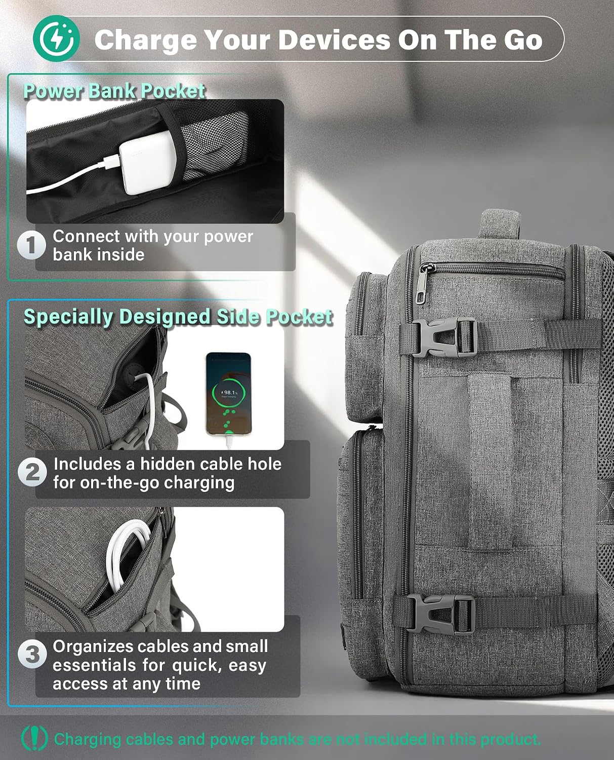 Thumbnail 6 de VANKEV Cabin Bag 32L Underseat 45x36x20cm – Practical 15.6” Laptop Ready Travel Companion
