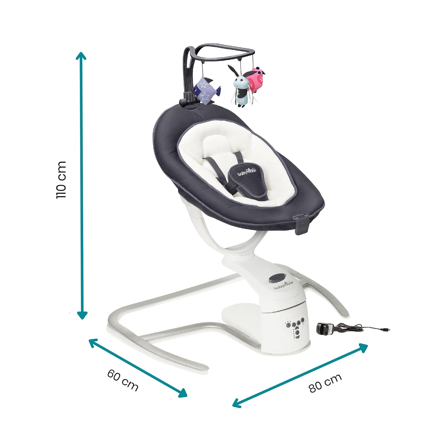Thumbnail 6 de Babymoov Babyschaukel Swoon Motion Zink – 180° Sitz, 360° Drehung, 5 Geschwindigkeiten, Bewegungssensor