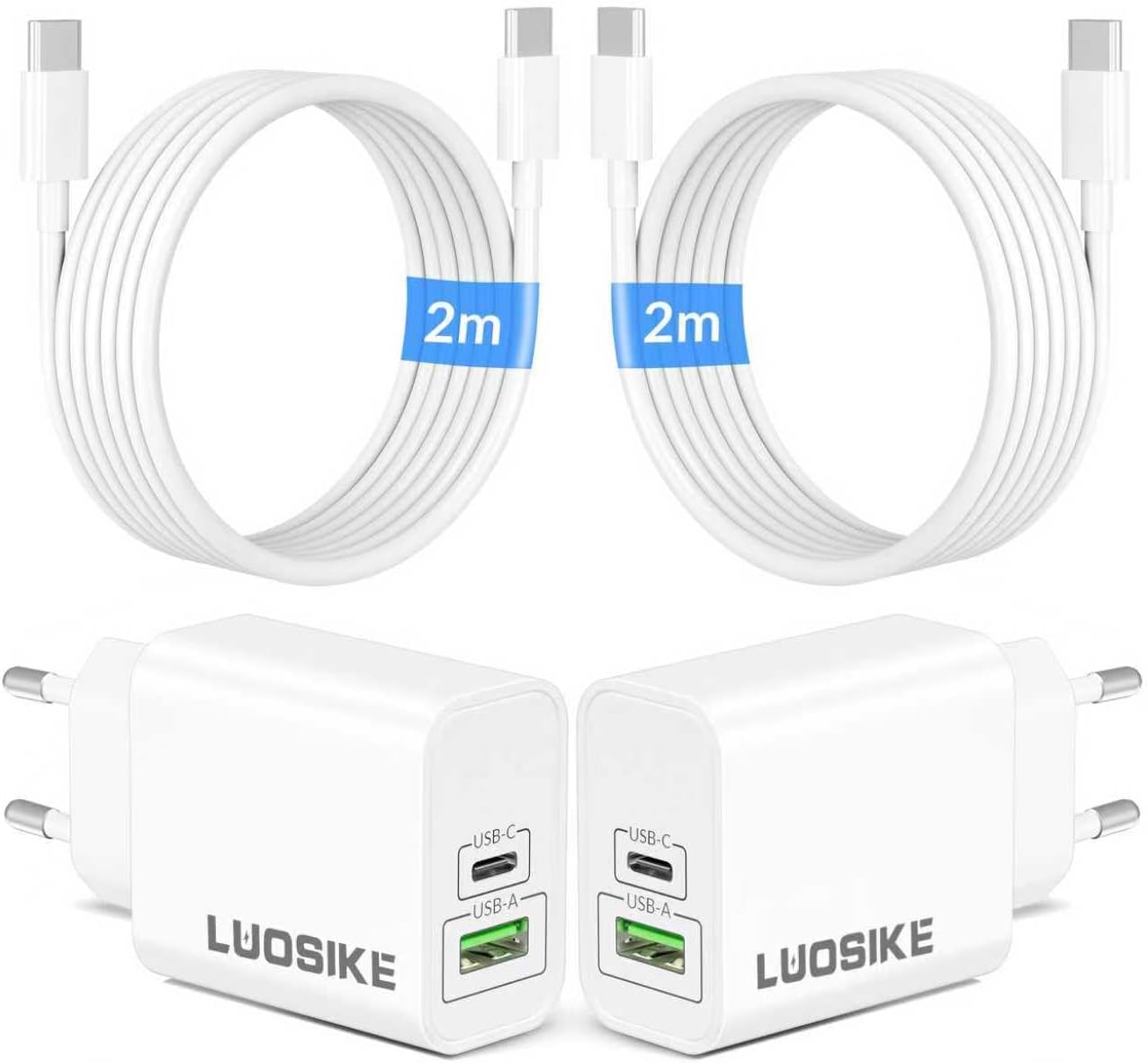 Detalle de Chargeur rapide 60W USB-C/USB-A 2 ports – pack 2 adaptateurs USBC 40W + USB-A 20W pour iPhone 17/16/15 et iPad 10/11 Gen A16