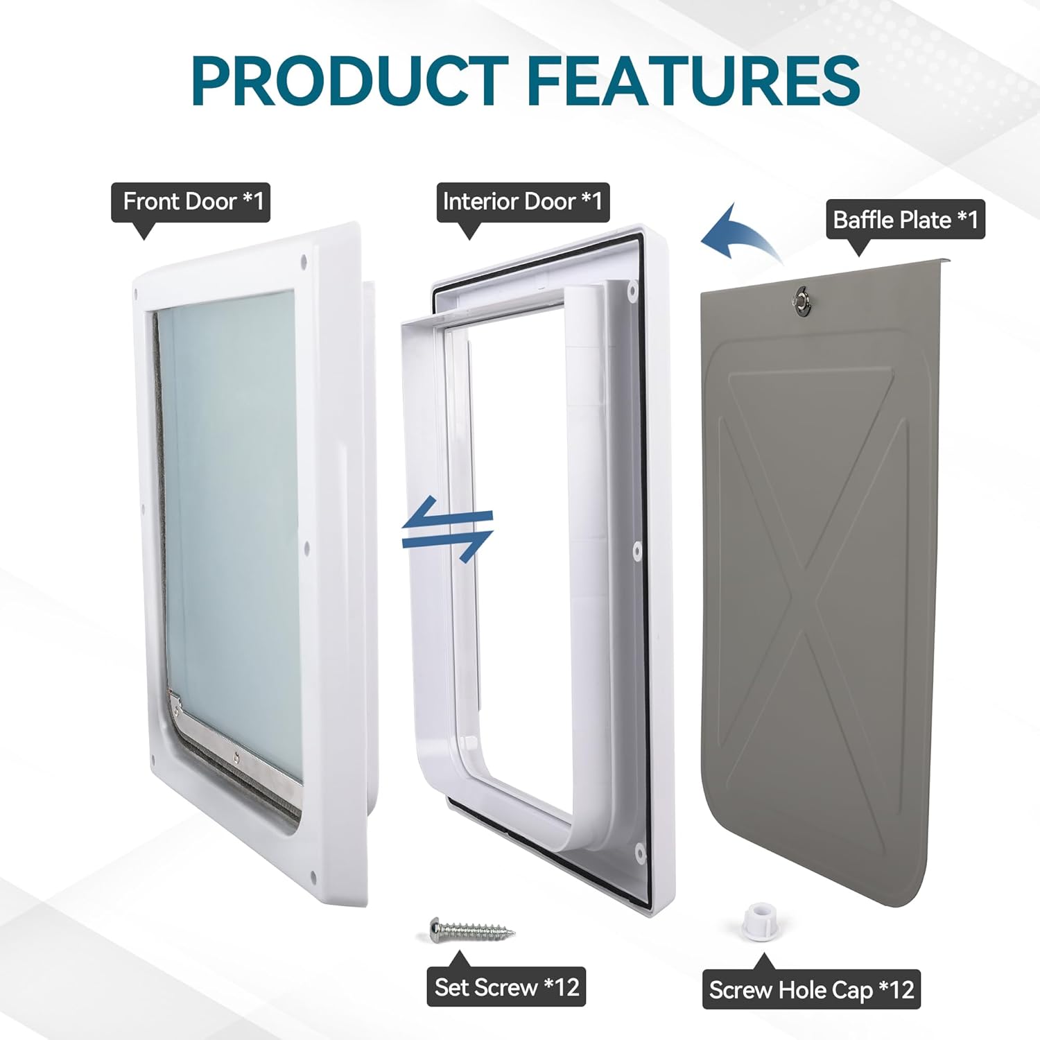 Detalle de PAWISE 2 Way Dog Door with Lockable Flap (39x45cm) – Flexible, Transparent Flap, Easy Installation