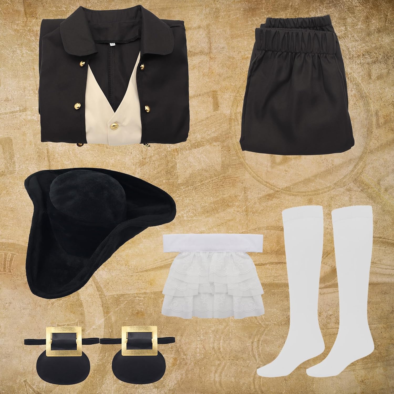 Thumbnail 5 de aicoaub Kids Colonial Costume: Boys 18th Century America Cosplay Set (4-17) with Hat