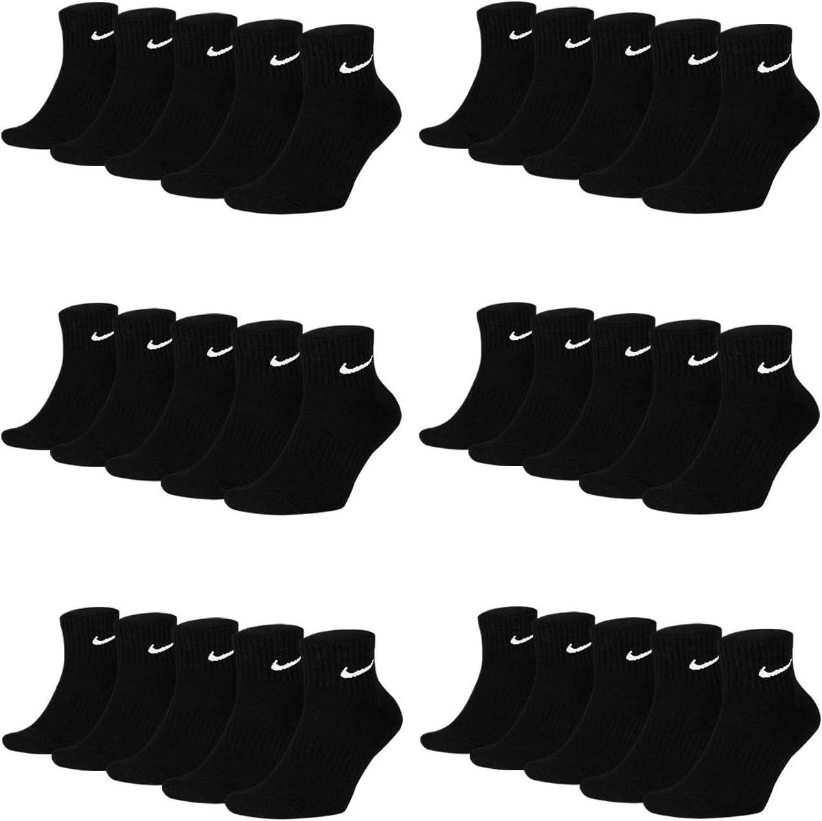 Detalle de Nike Everyday Cushioned Calzini, Nero (Black/White) – Set di 3 paia per Uomo
