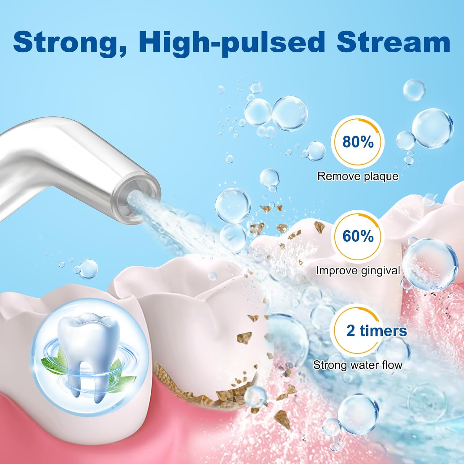 Thumbnail 4 de WellLeo Water Flosser: 300ML Cordless Oral Irrigator with 5 Modes, 5 Jet Tips, IPX7 Waterproof, 2500mAh Battery